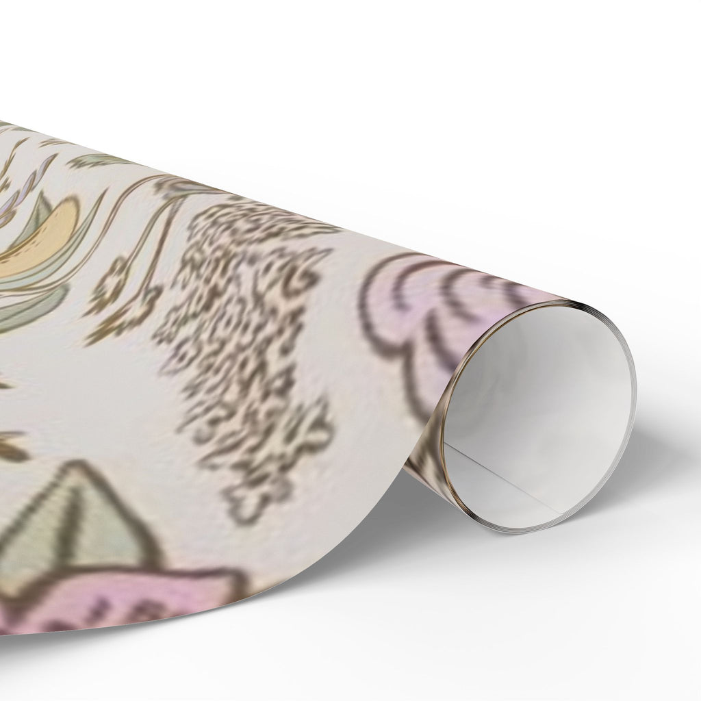 Vintage Floral Wrapping Paper – Soft Pastel Garden Blooms on Cream Background