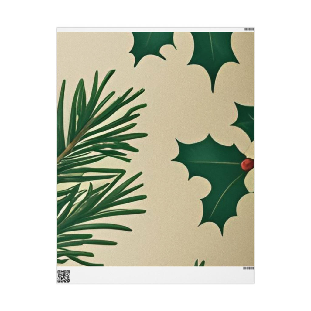 Simple Holly & Pine Christmas Wrapping Paper – Festive Holiday Gift Wrap
