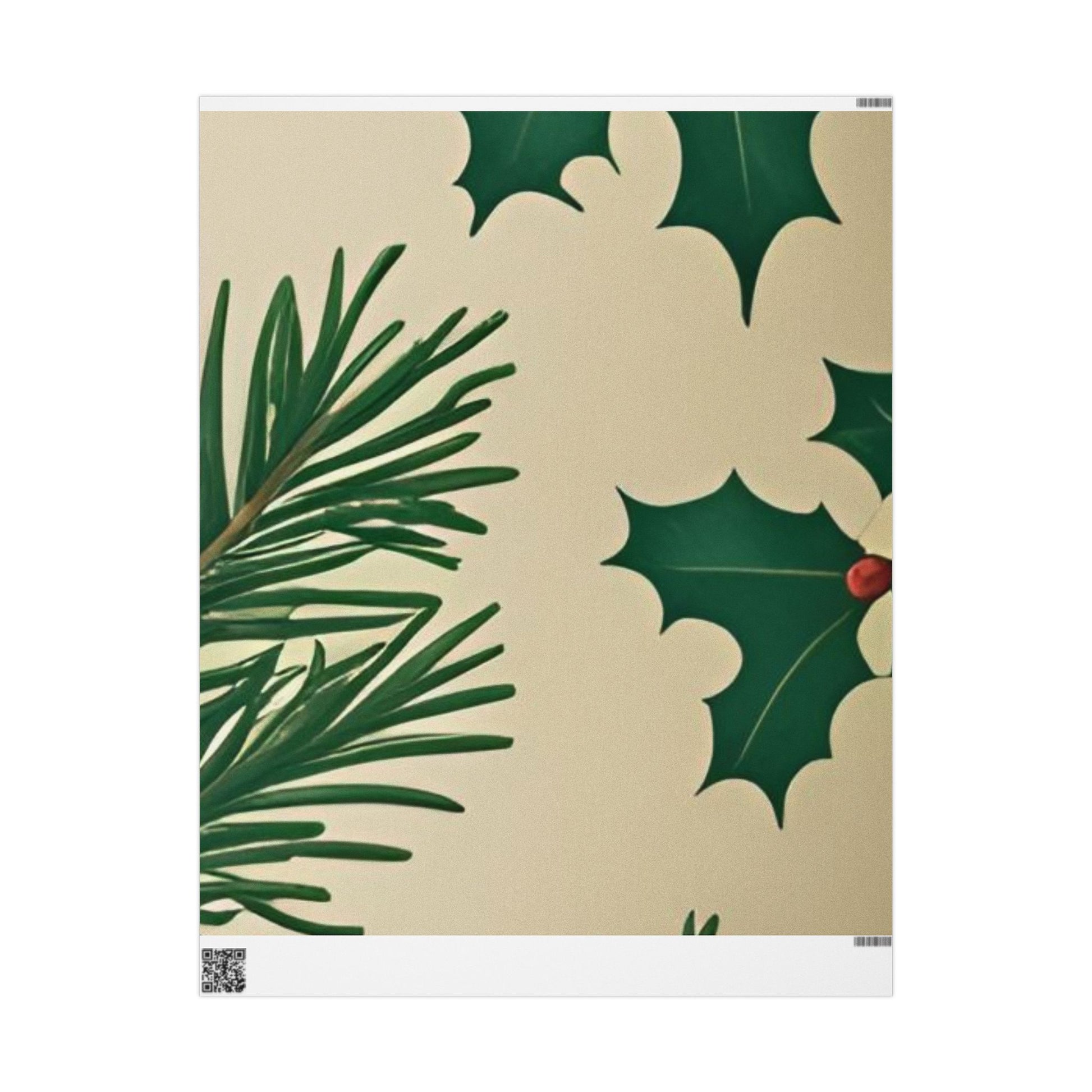 Simple Holly & Pine Christmas Wrapping Paper – Festive Holiday Gift Wrap