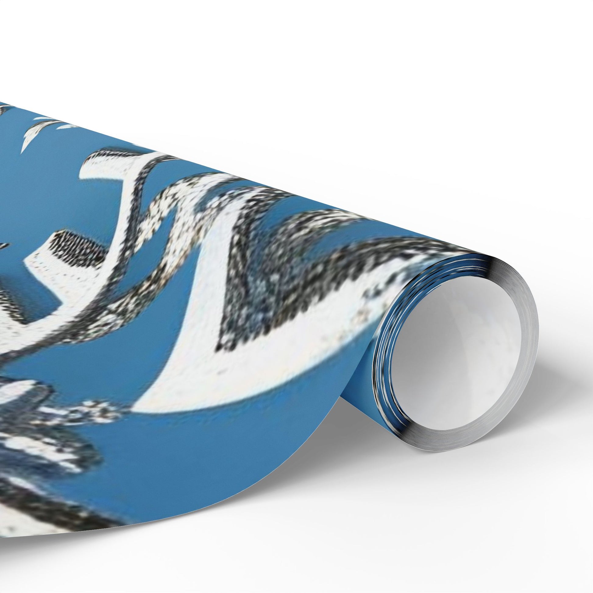 Silver Snowflake Wrapping Paper – Elegant Holiday Gift Wrap on Winter Blue Background