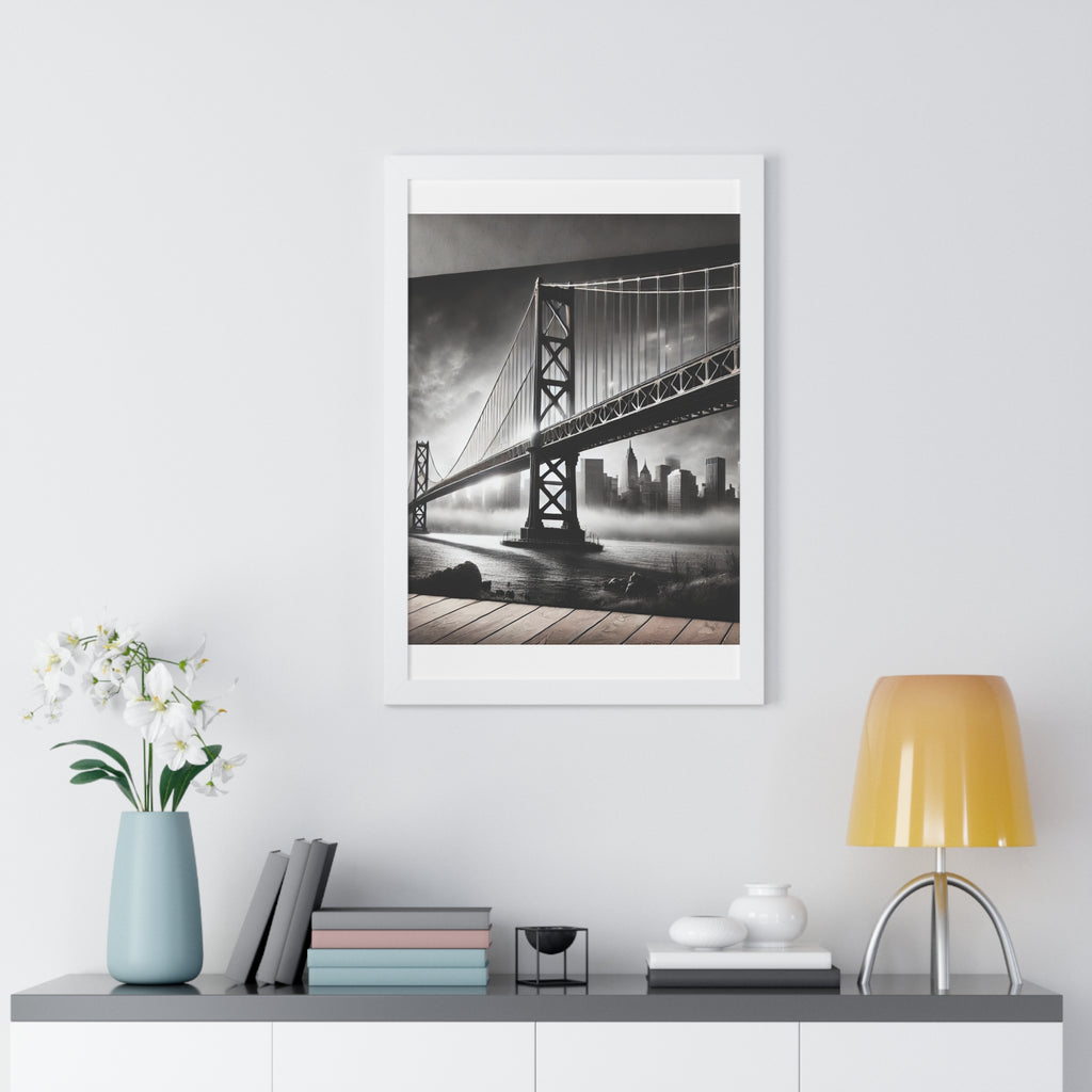 Monochrome Urban Landscape Framed Vertical Poster - Modern Home Decor