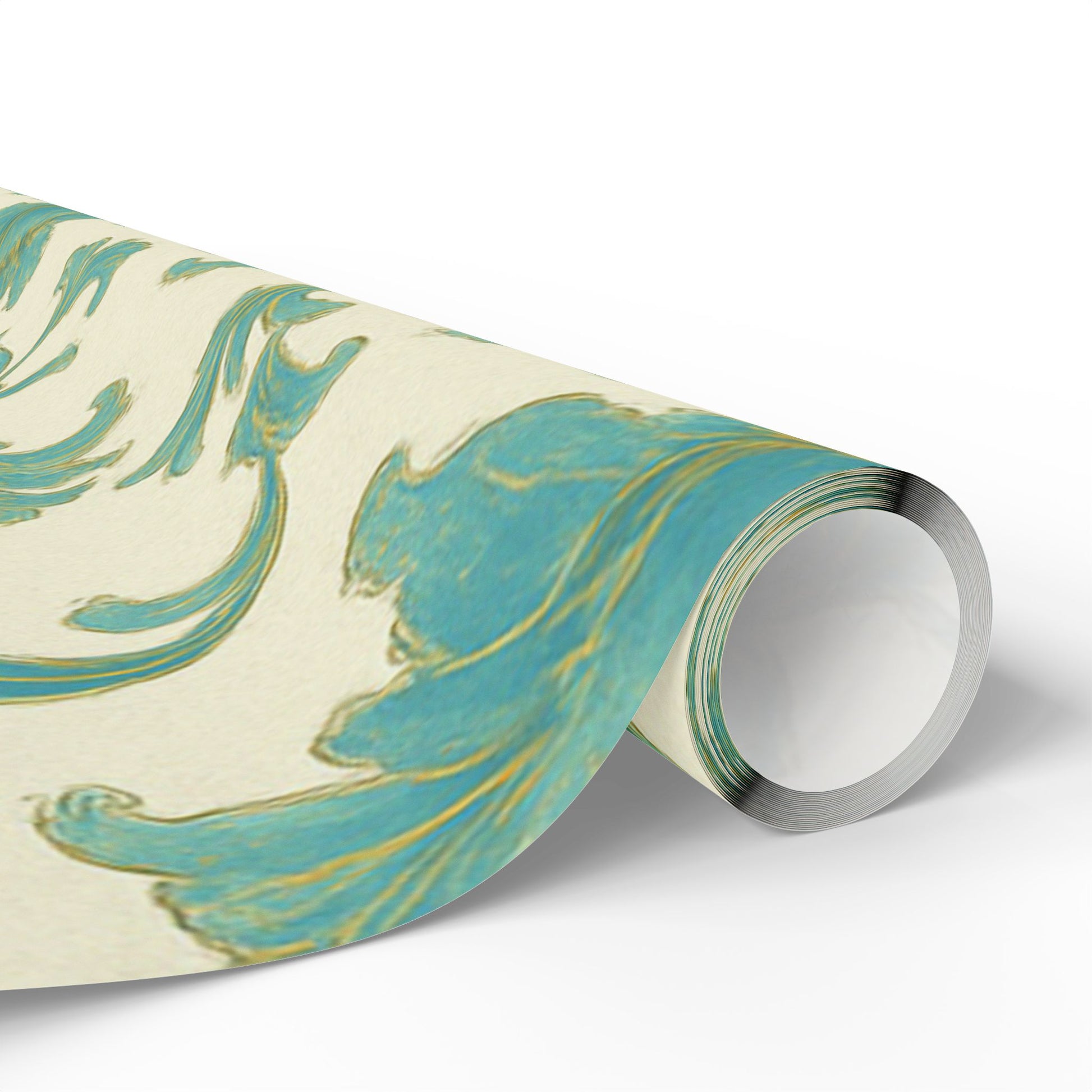 Elegant Teal Vintage Floral Wrapping Paper – Classic Cream Background Gift Wrap