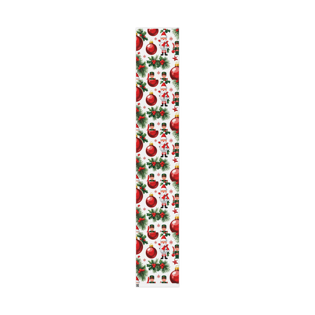 Santa and Toy Soldiers Christmas Wrapping Paper – Festive Ornaments and Holly Design