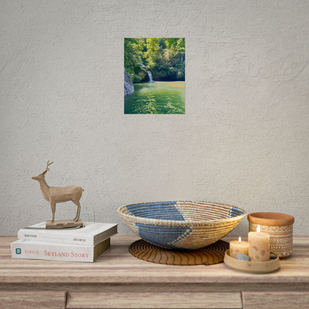 Tranquil Waterfall Nature Wall Art Print Forest Landscape