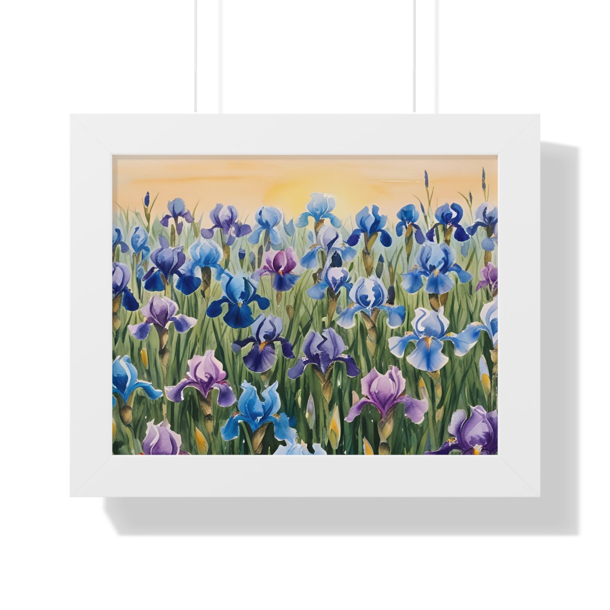 Field of Irises Framed Watercolor Print – Purple & Blue Floral Wall Art Poster