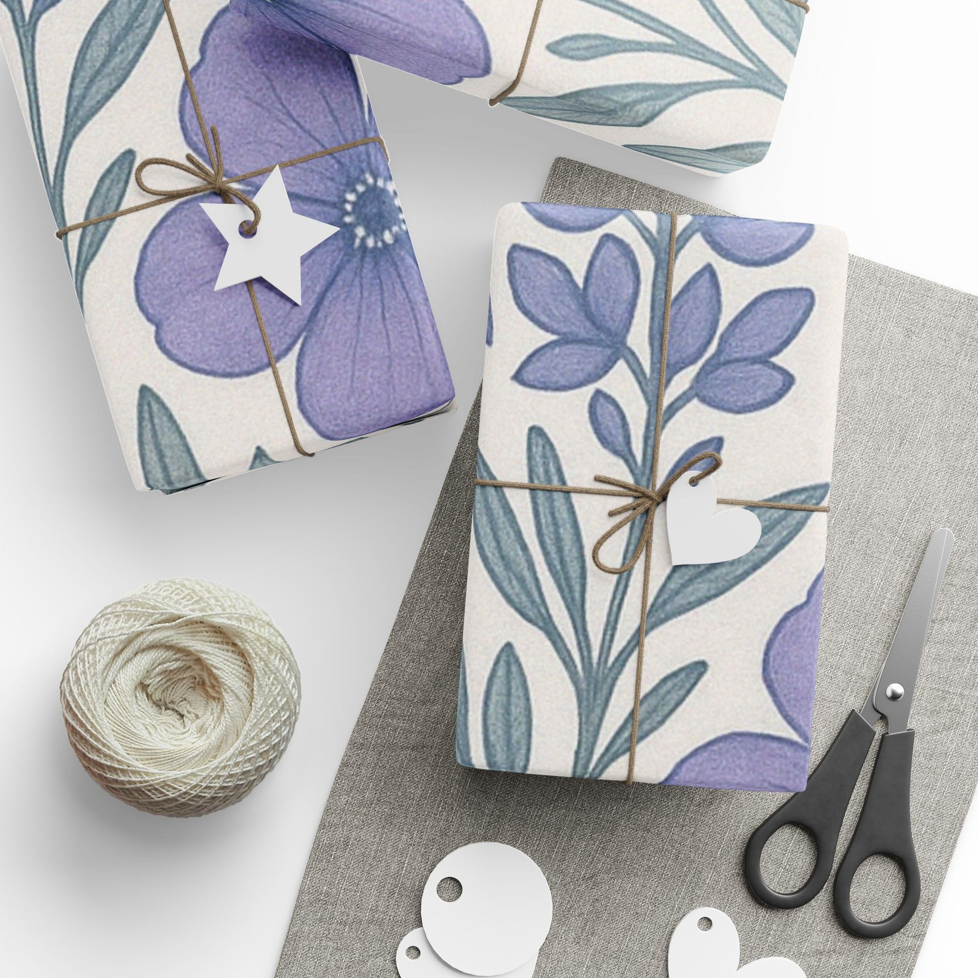 Blue Floral Style Wrapping Paper