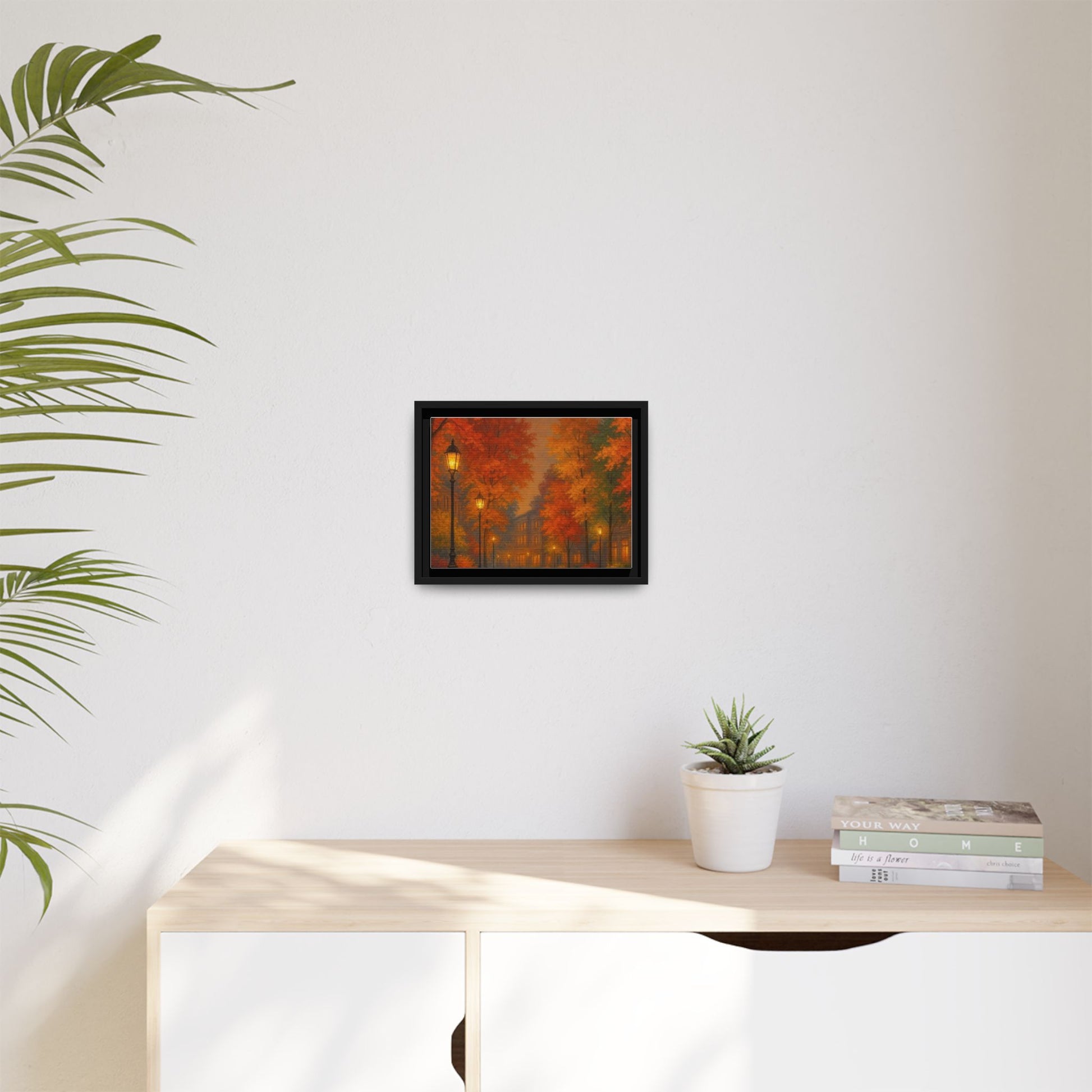 Autumn Cityscape Canvas Art – Warm Fall Skyline Wall Décor