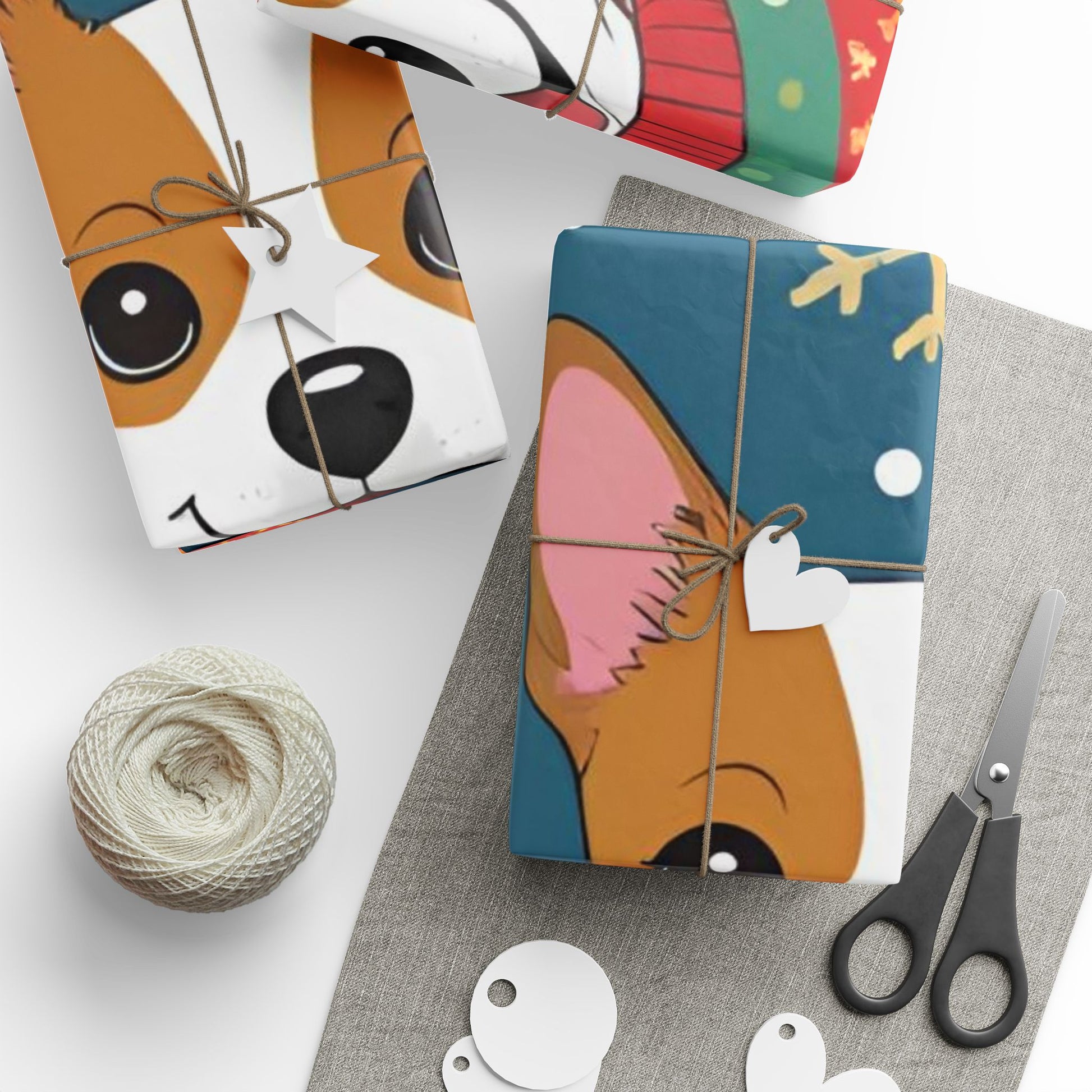 Cartoon Corgis in Christmas Sweaters Wrapping Paper – Holiday Dog Gift Wrap