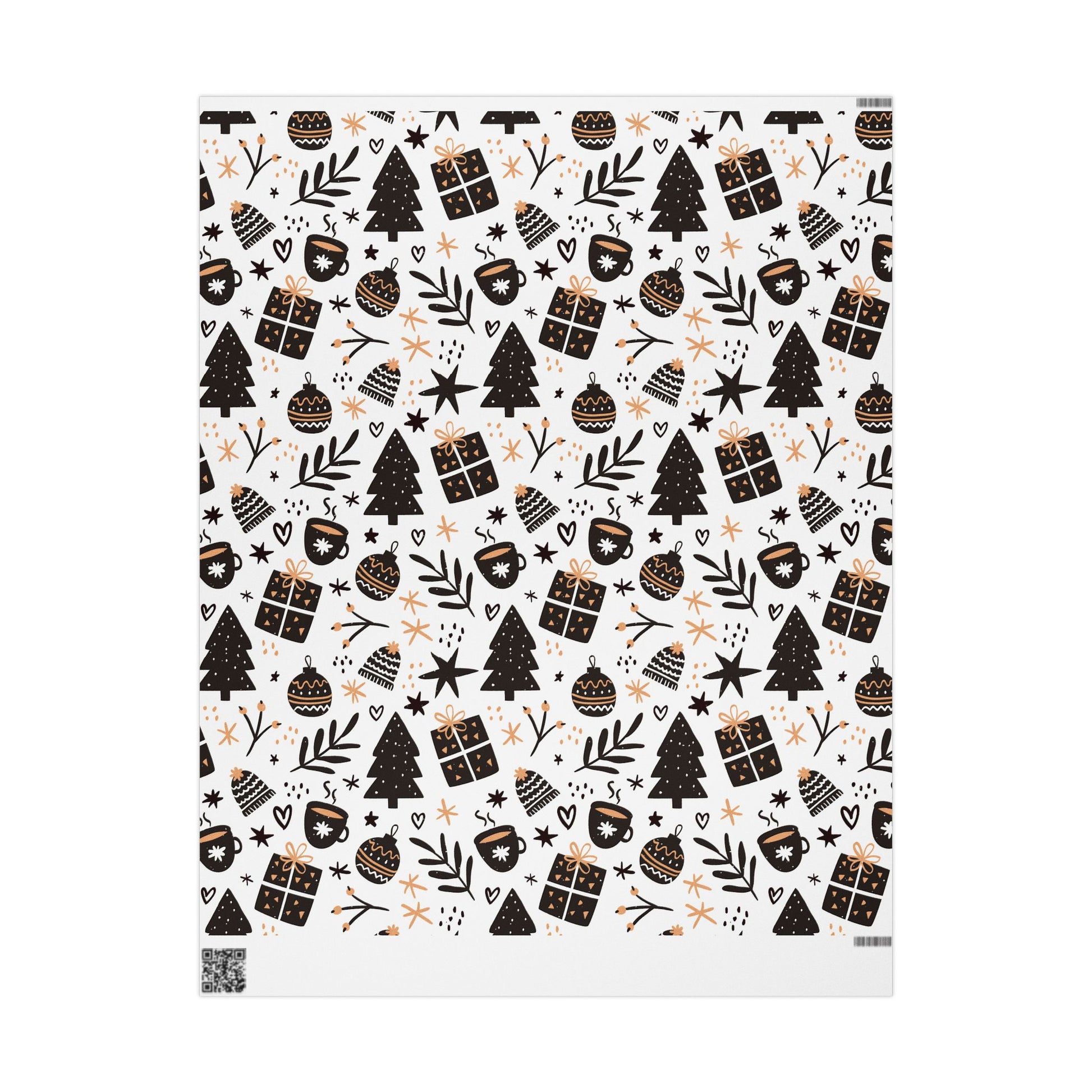 Cozy Cocoa Wrapping Paper – Warm Modern Holiday Gift Wrap - As Designer - Festive Holiday Wrapping Paper with Christmas Trees and Gifts