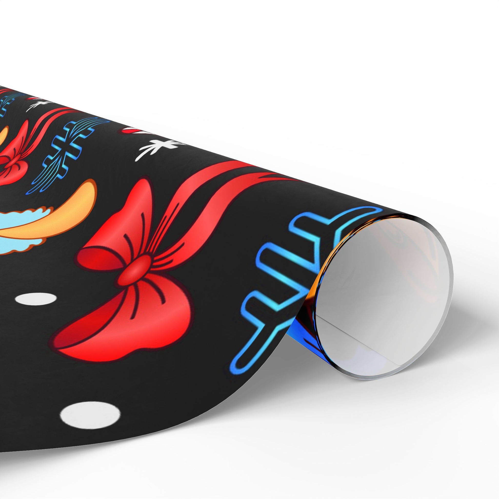 Golden Bells and Bows Wrapping Paper – Festive Angel and Candy Cane Christmas Gift Wrap - As Designer