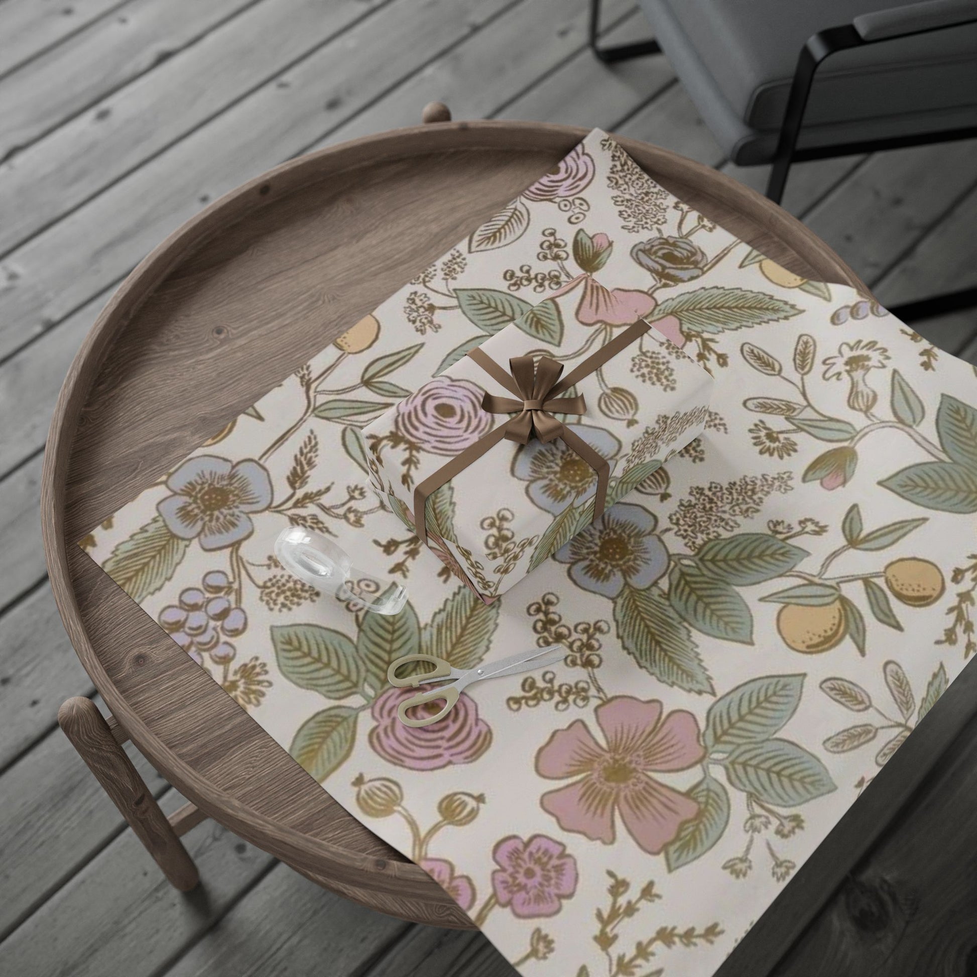 Vintage Floral Wrapping Paper – Soft Pastel Garden Blooms on Cream Background