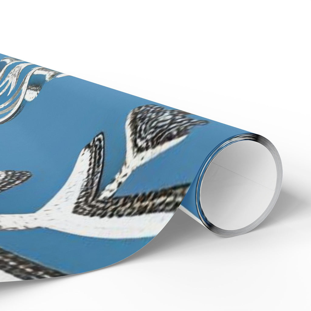 Silver Snowflake Wrapping Paper – Elegant Holiday Gift Wrap on Winter Blue Background