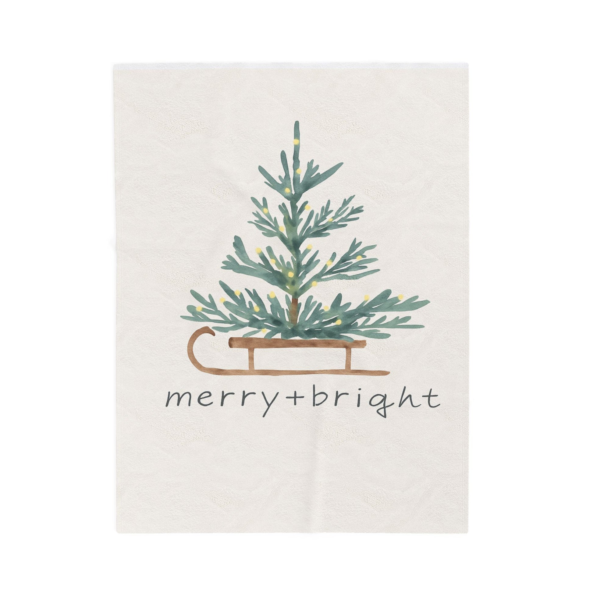 Merry + Bright Christmas Tree Blanket – Cozy Winter Throw in Soft Velveteen Plush – Whispers of Winter Collection