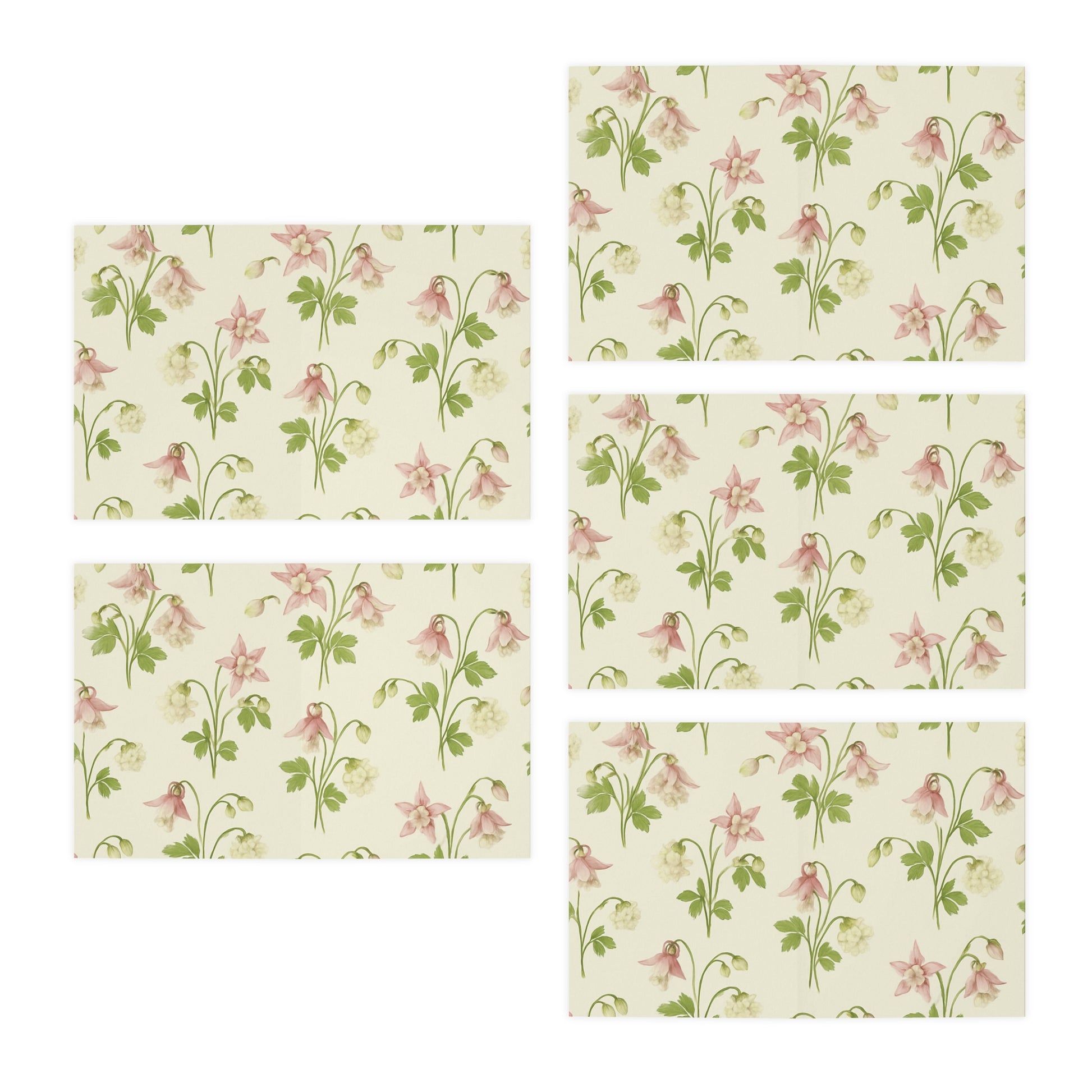 Elegant Pink Columbine Flower Note Cards – Botanical Blank Stationery Set