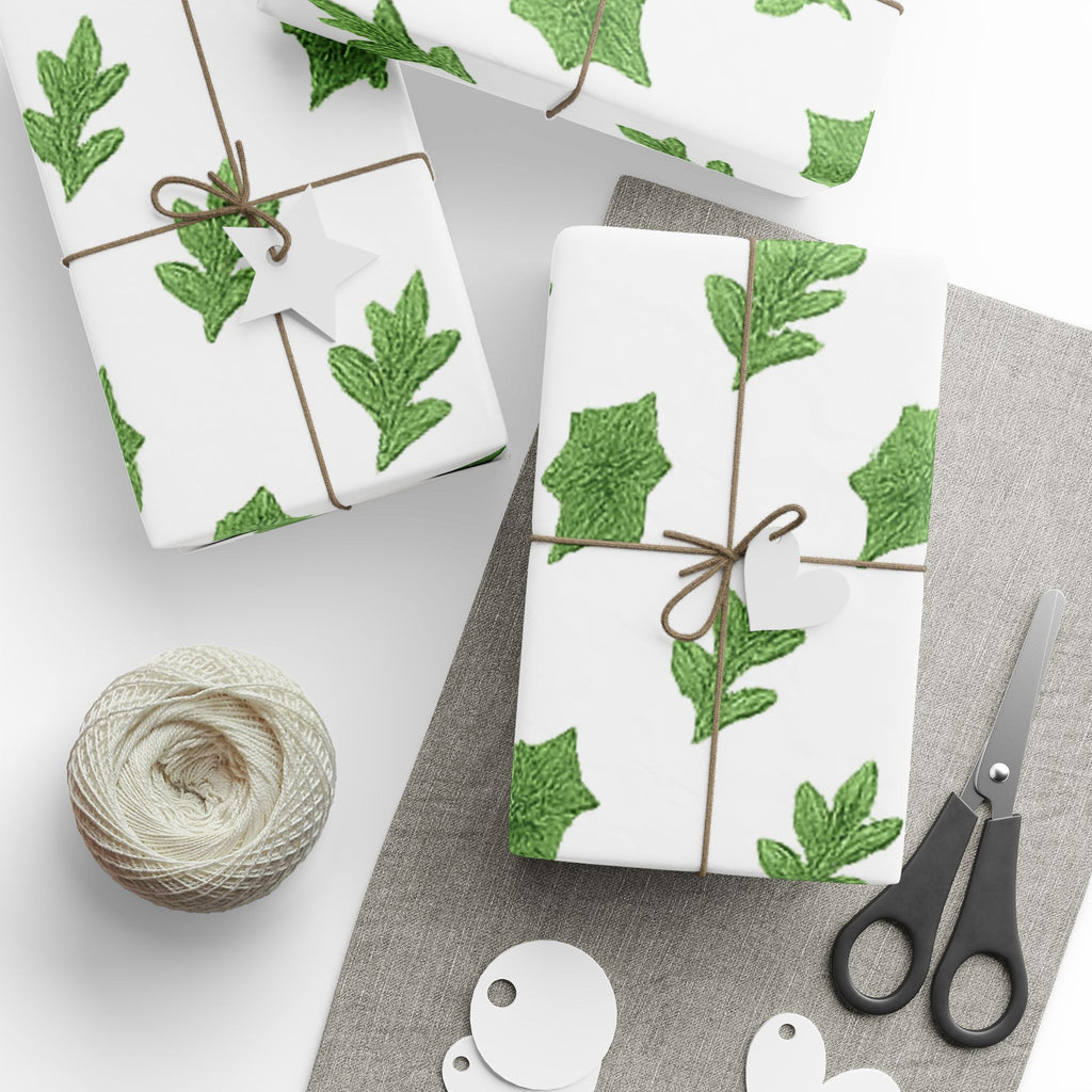 Green Leaf Wrapping Paper, Eco-Friendly Gift Wrap, Botanical Print Gift Wrap, Birthday, Holiday, Party Wrapping, Original Design