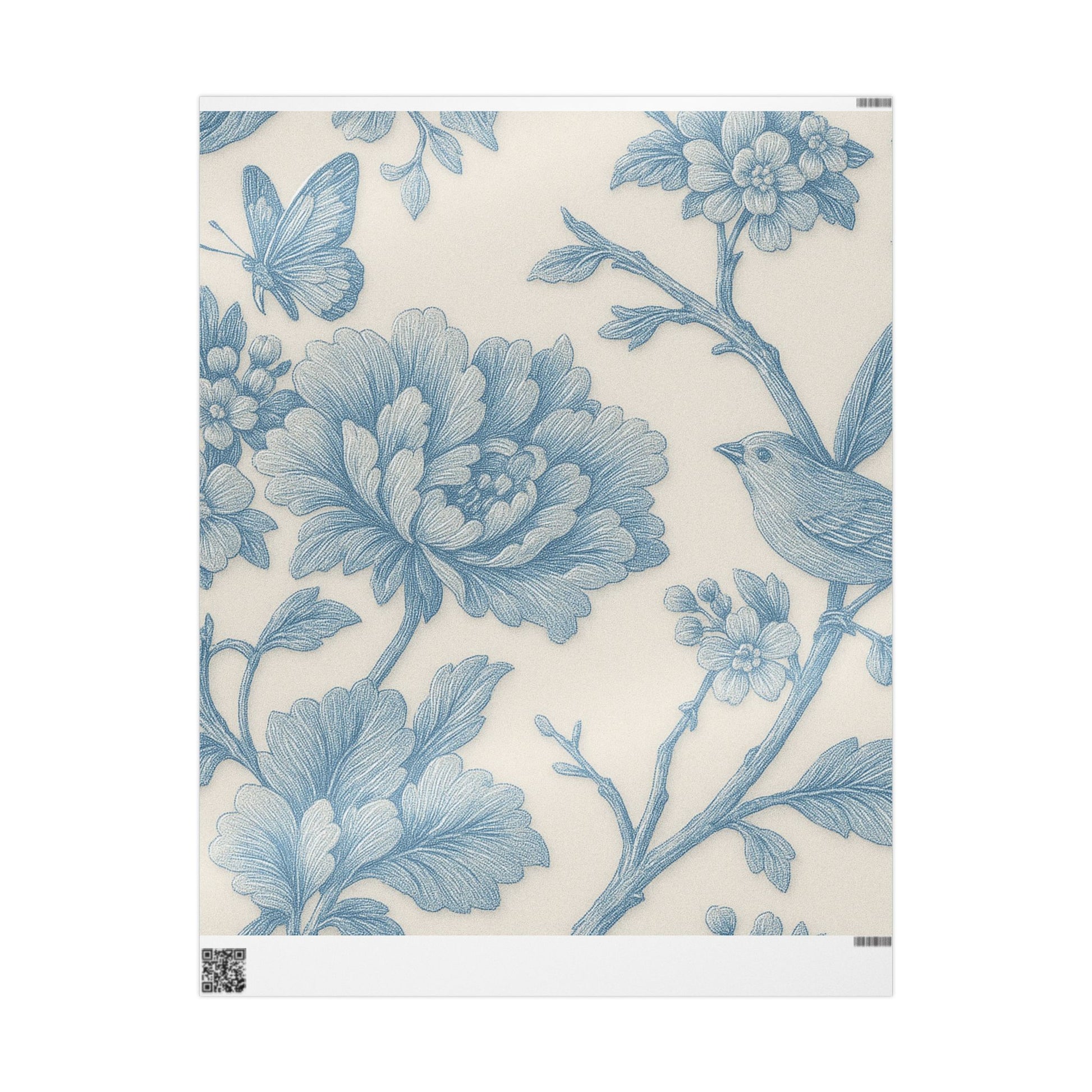 Blue and White Peony Wrapping Paper - Elegant Floral Gift Wrap for Any Occasion