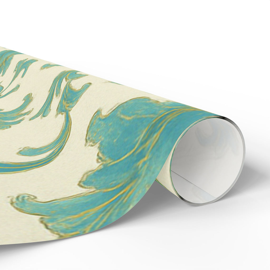 Elegant Teal Vintage Floral Wrapping Paper – Classic Cream Background Gift Wrap