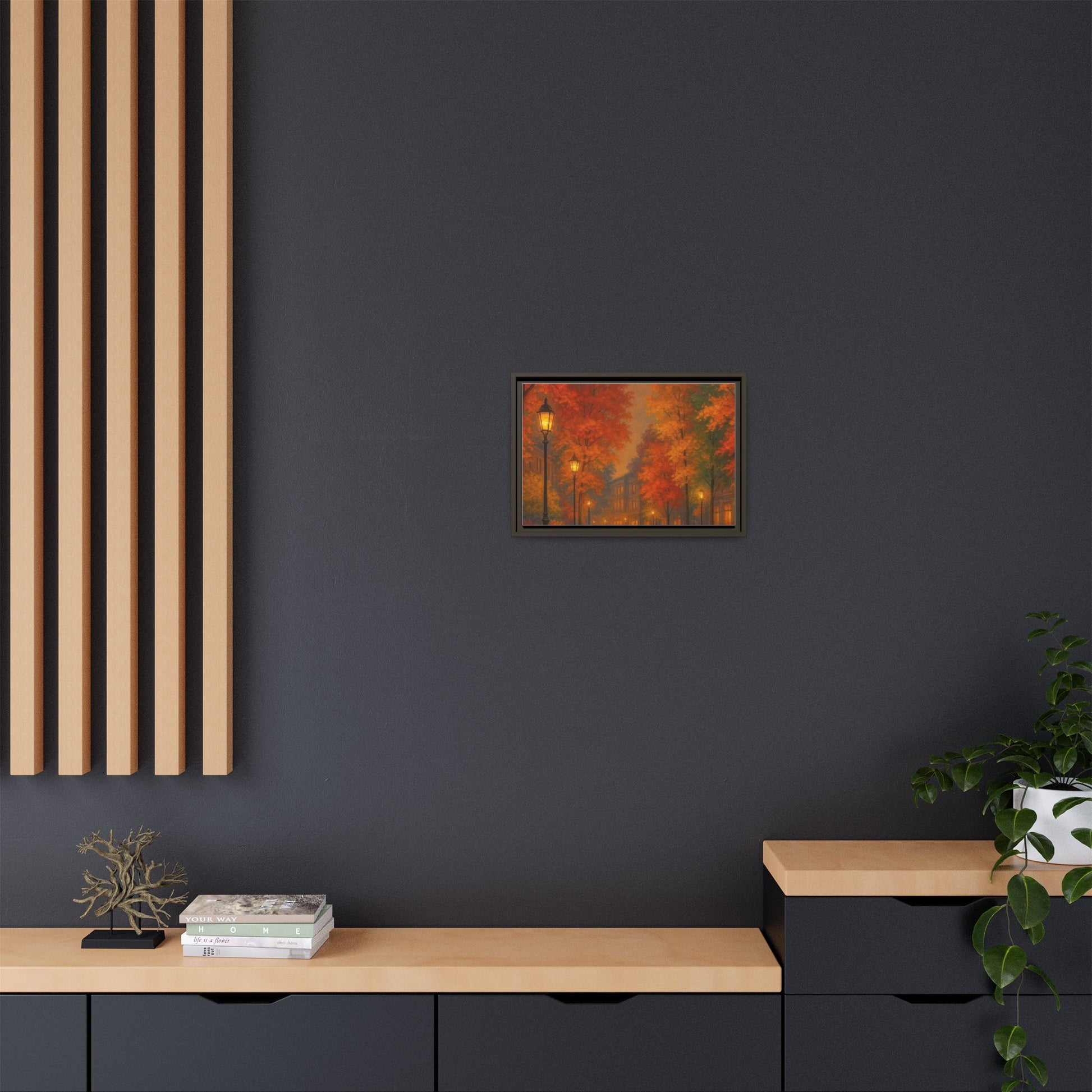 Autumn Cityscape Canvas Art – Warm Fall Skyline Wall Décor