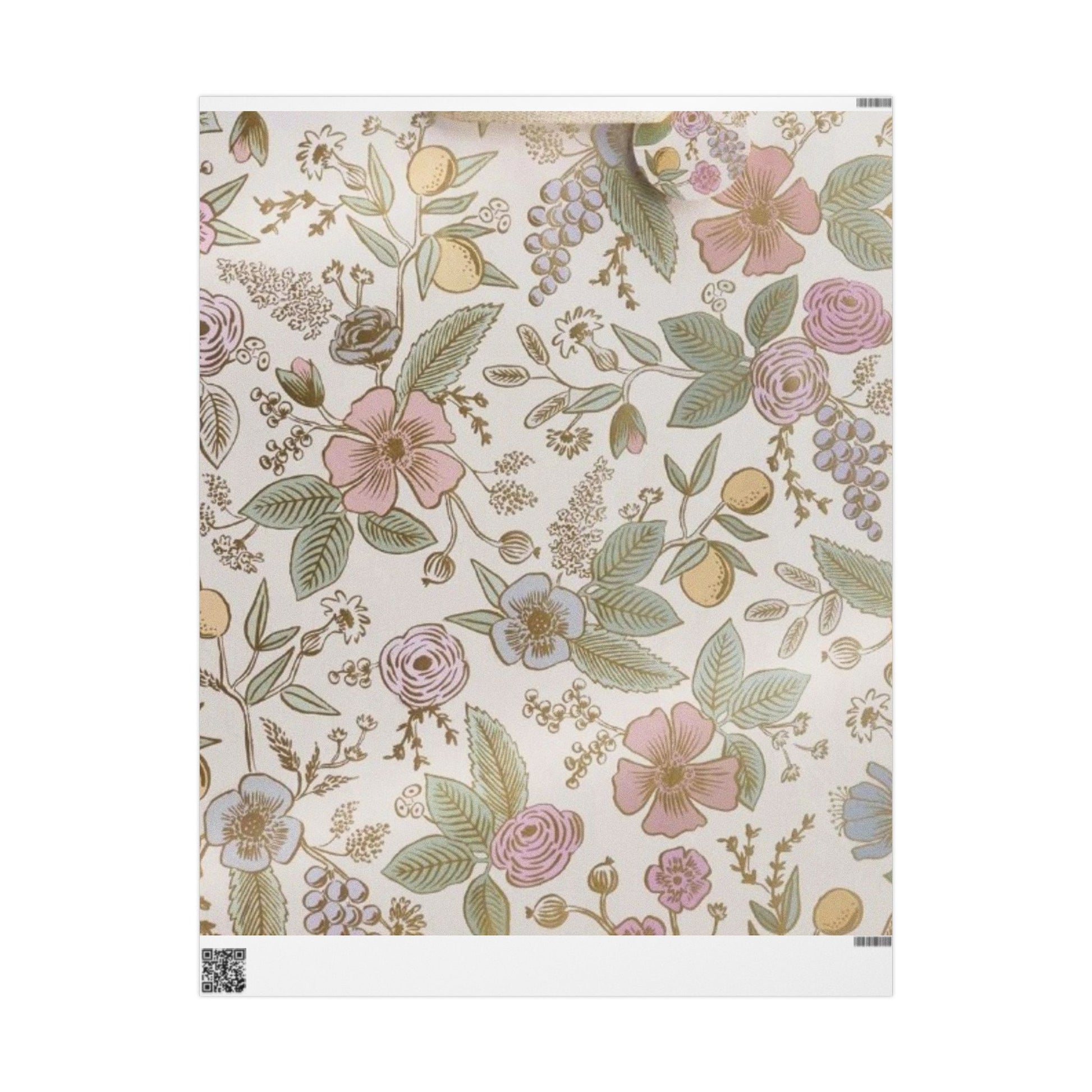 Vintage Floral Wrapping Paper – Soft Pastel Garden Blooms on Cream Background