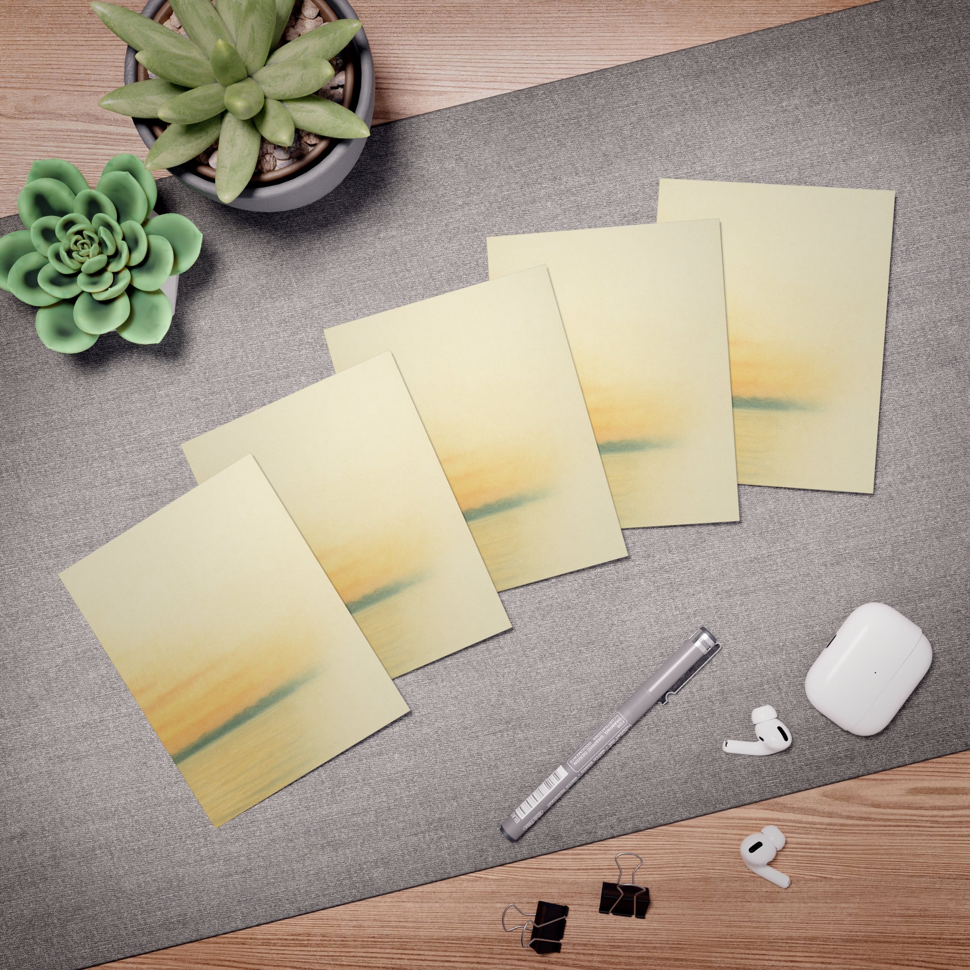 "Sunset Serenity Note Cards" - Serene Multi-Design Greeting Cards - 5-Pack for All Occasions