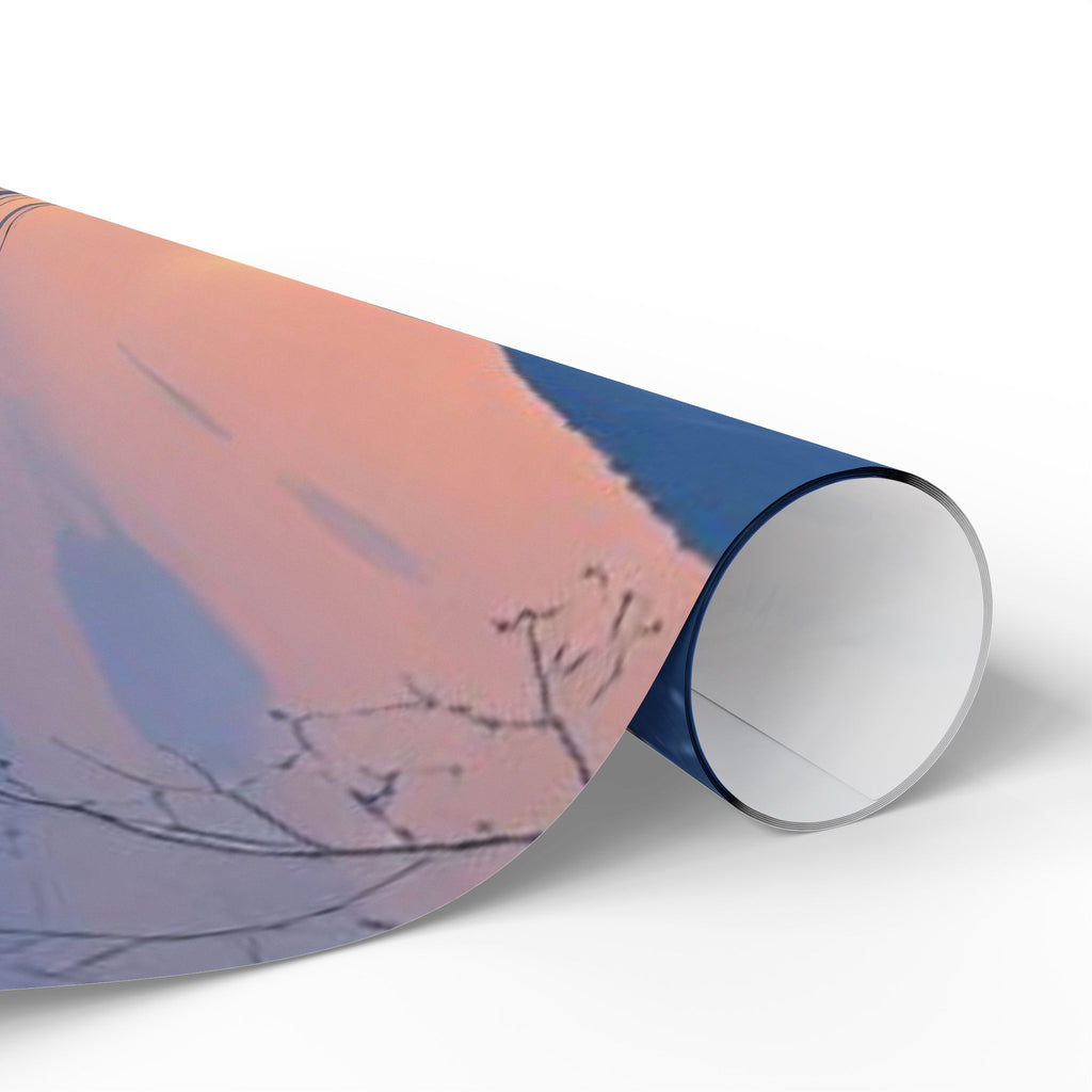 Winter Sunset Village Wrapping Paper – Cozy Mountain Holiday Gift Wrap