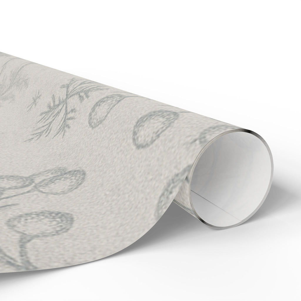 Winter’s Hush Gift Wrapping Paper – Elegant Silver Trees & Snowflake Design | Paper Pleasures