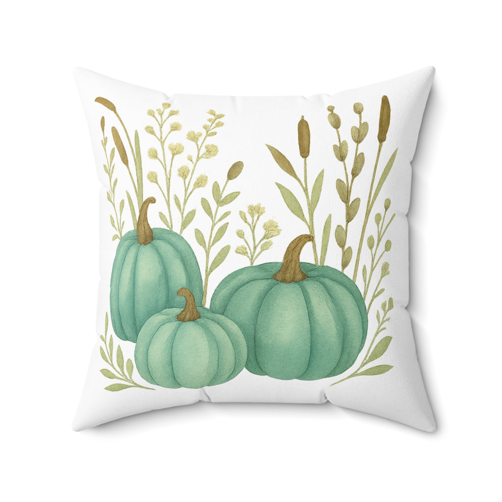 Fall Pillow – Teal Pumpkin Harvest Cushion for Autumn Decor