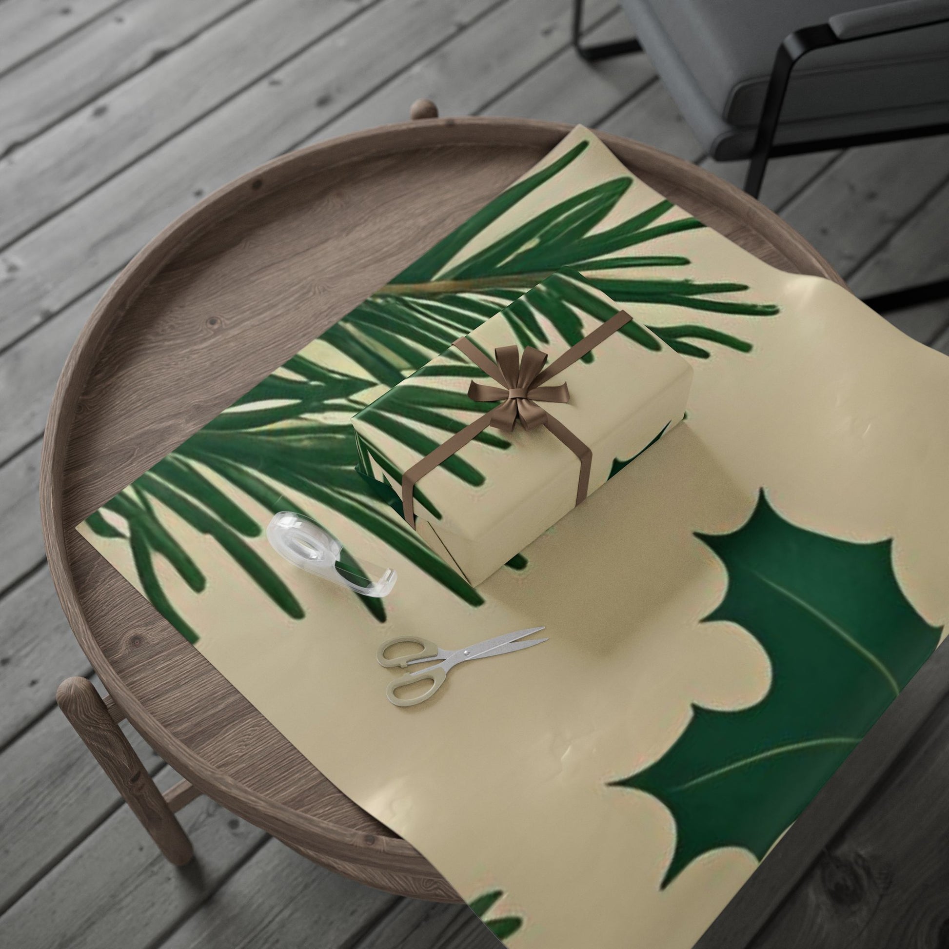 Simple Holly & Pine Christmas Wrapping Paper – Festive Holiday Gift Wrap