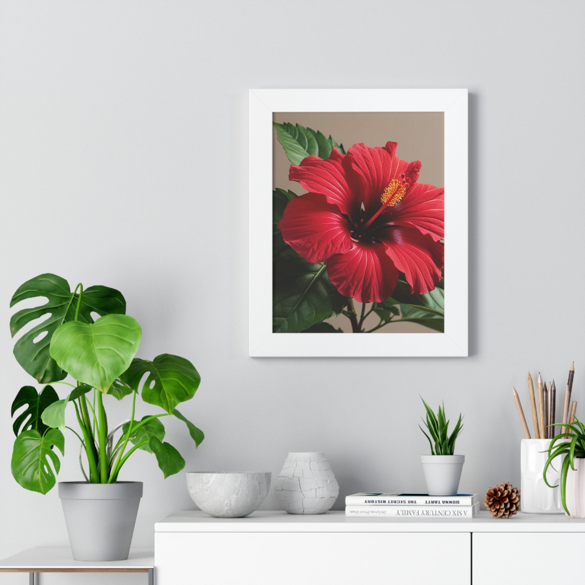 Stunning Hibiscus Flower Framed Vertical Poster | Botanical Wall Art for Home Decor