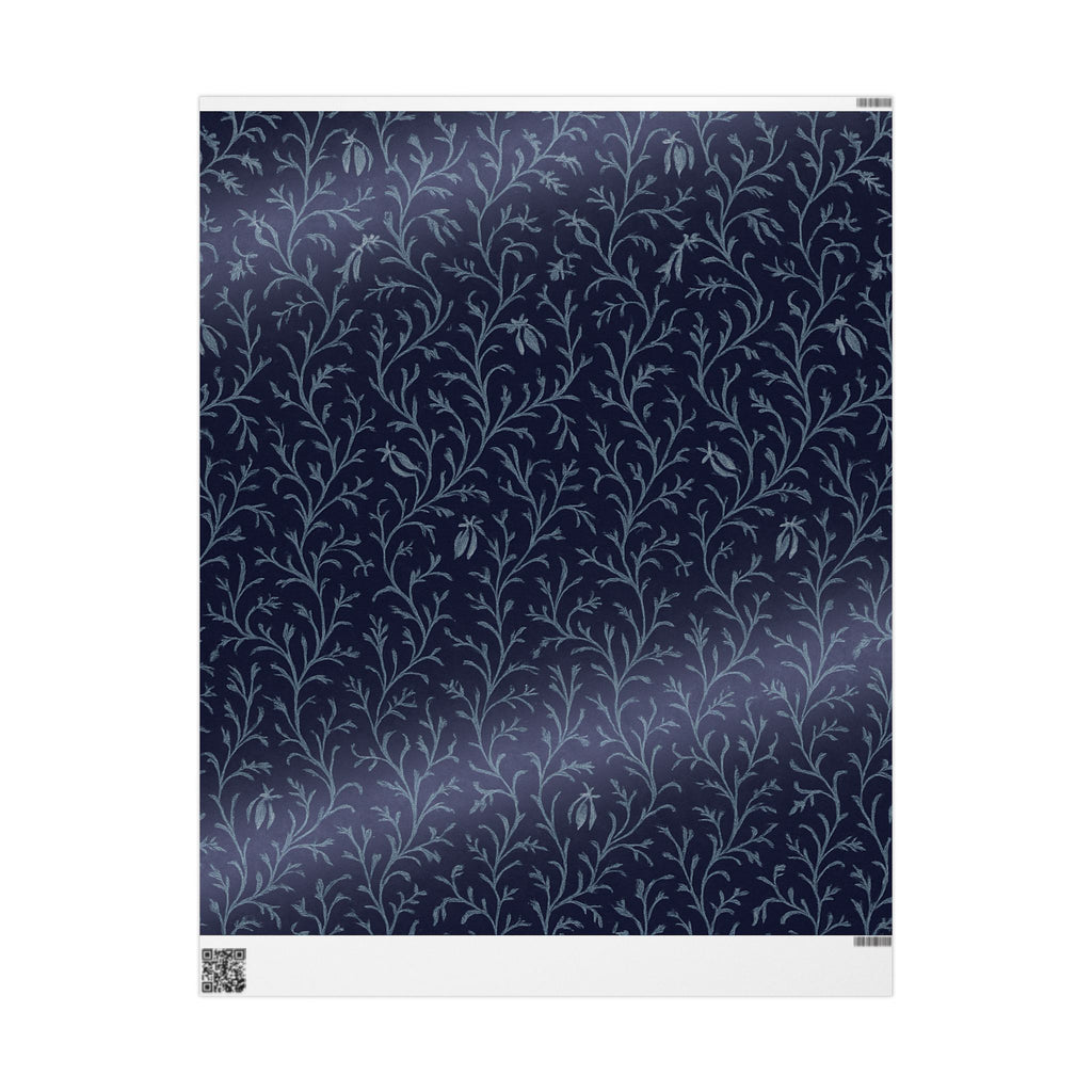 Navy Blue Floral Vine Wrapping Paper for Elegant Gift Giving