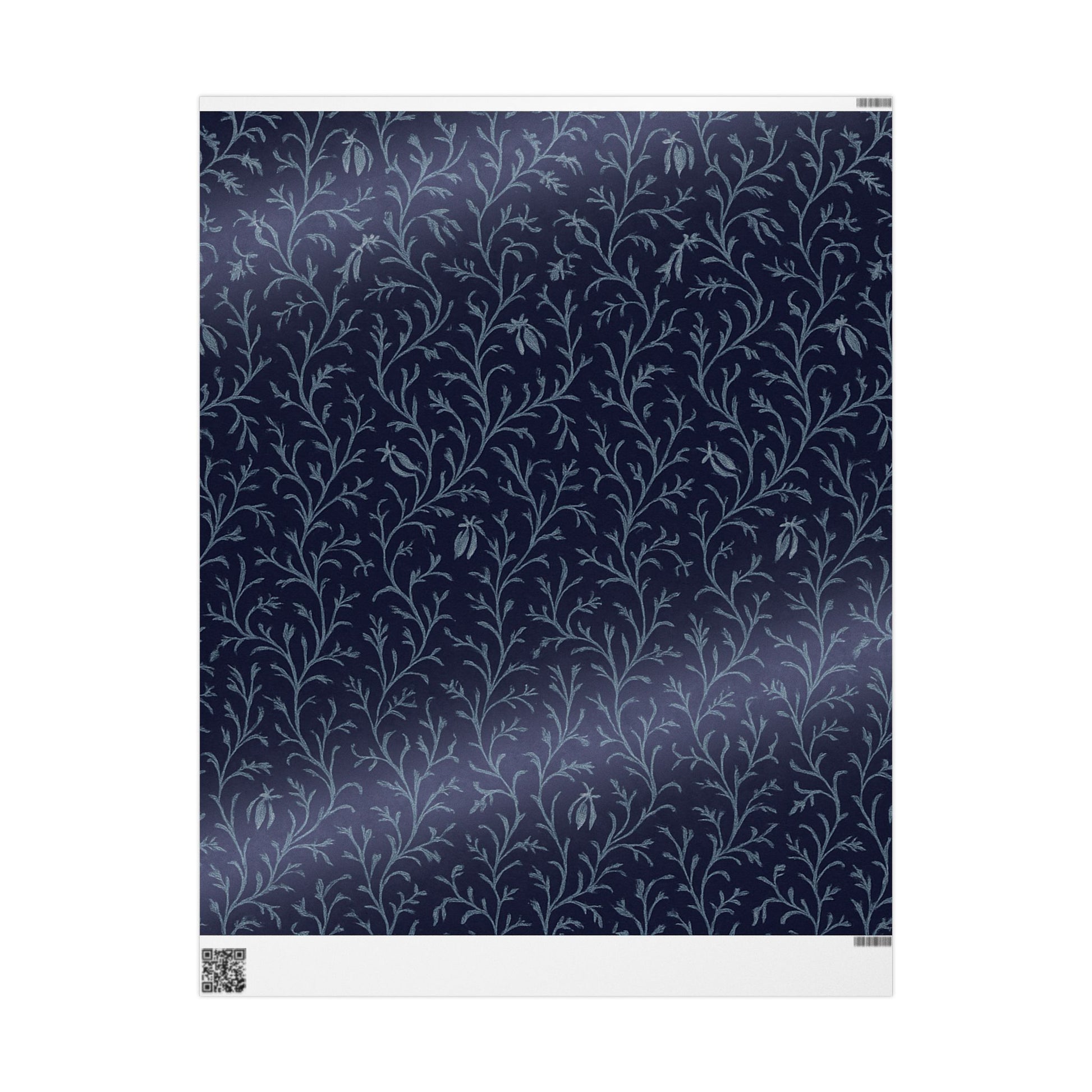 Navy Blue Floral Vine Wrapping Paper for Elegant Gift Giving