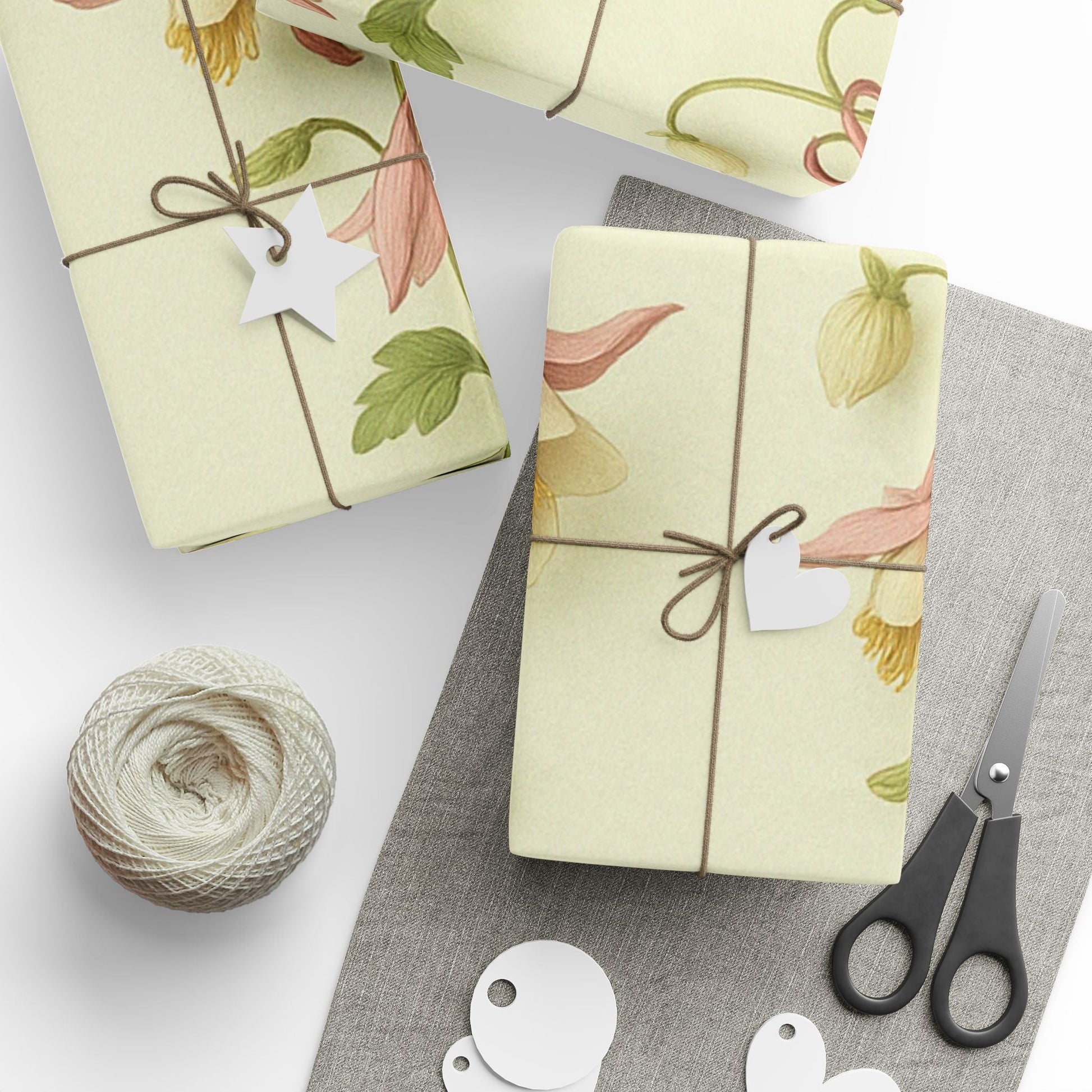Blushing Bells – Vintage Floral Wrapping Paper, Part 1 of the Bellflower Heirloom Series
