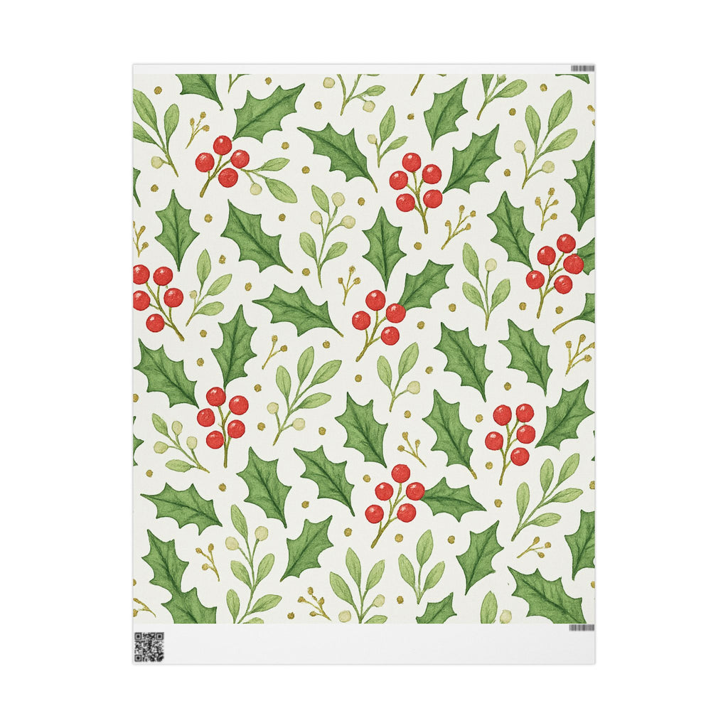 Festive Wrapping Paper, Holly Holiday Gift Wrap, Eco-Friendly Wrapping, Christmas Gift Wrap, Floral Wrapping Paper, Seasonal Decor