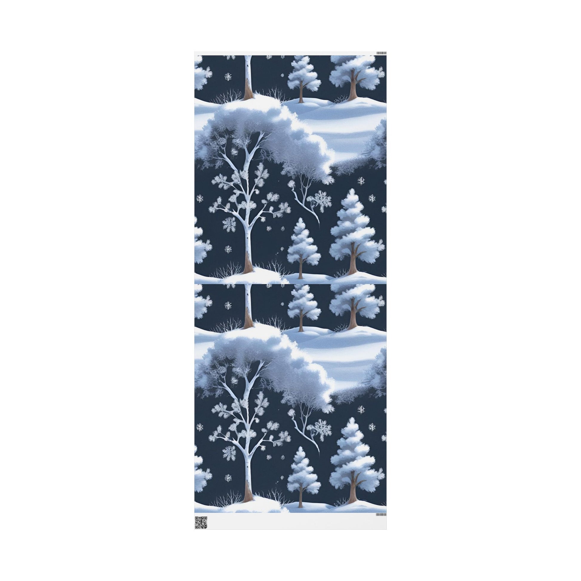 Winter Wonderland Forest Wrapping Paper – Snowy Trees and Falling Snowflakes