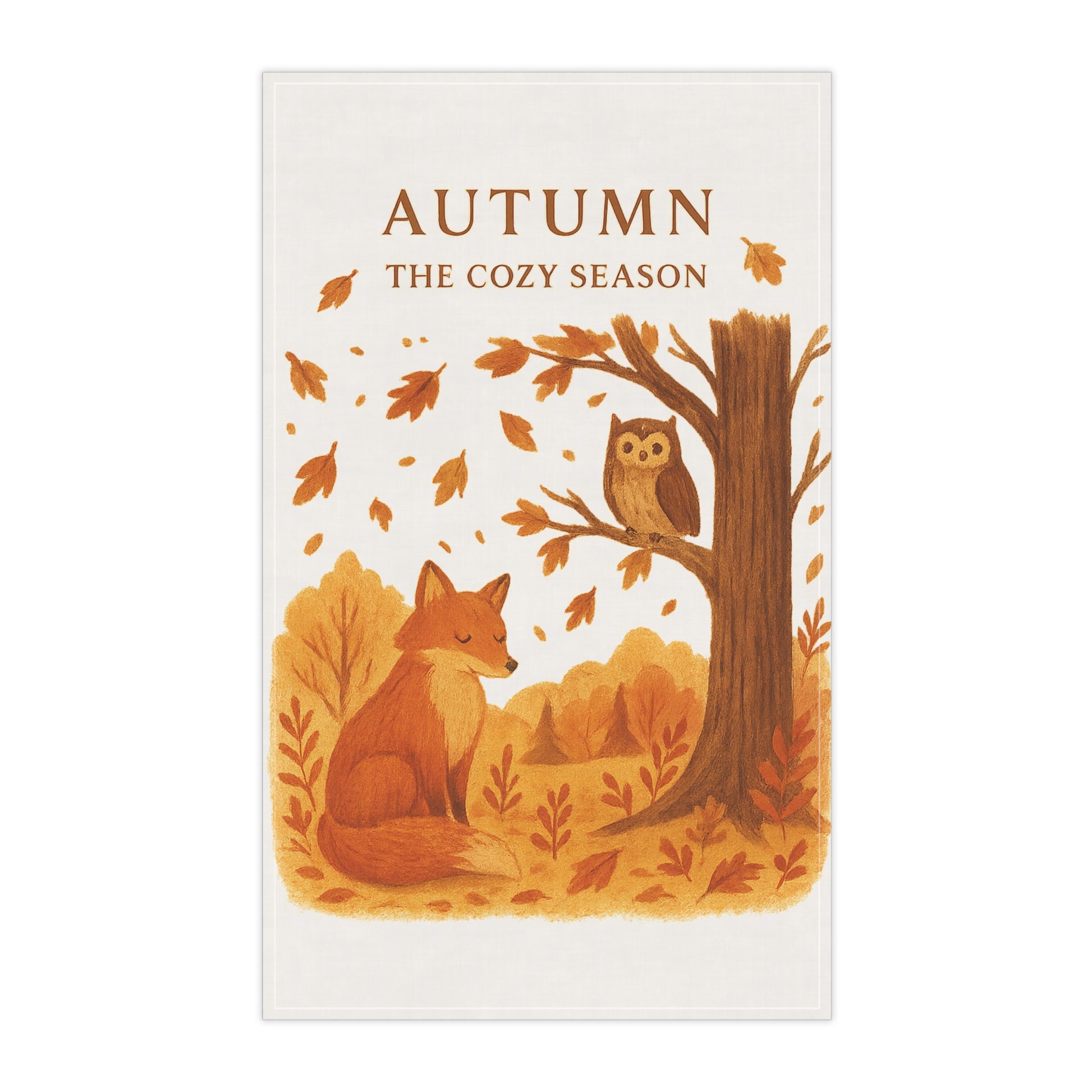 Autumn Cozy Tea Towels | Fall Decor, Gift for Hostess, Kitchen Linen, Thanksgiving, Cozy Season Essentials