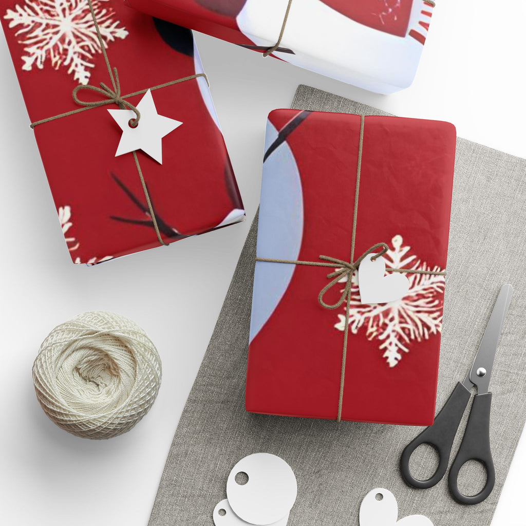 Red Snowman Wrapping Paper – Jolly Holiday Gift Wrap with Snowflakes
