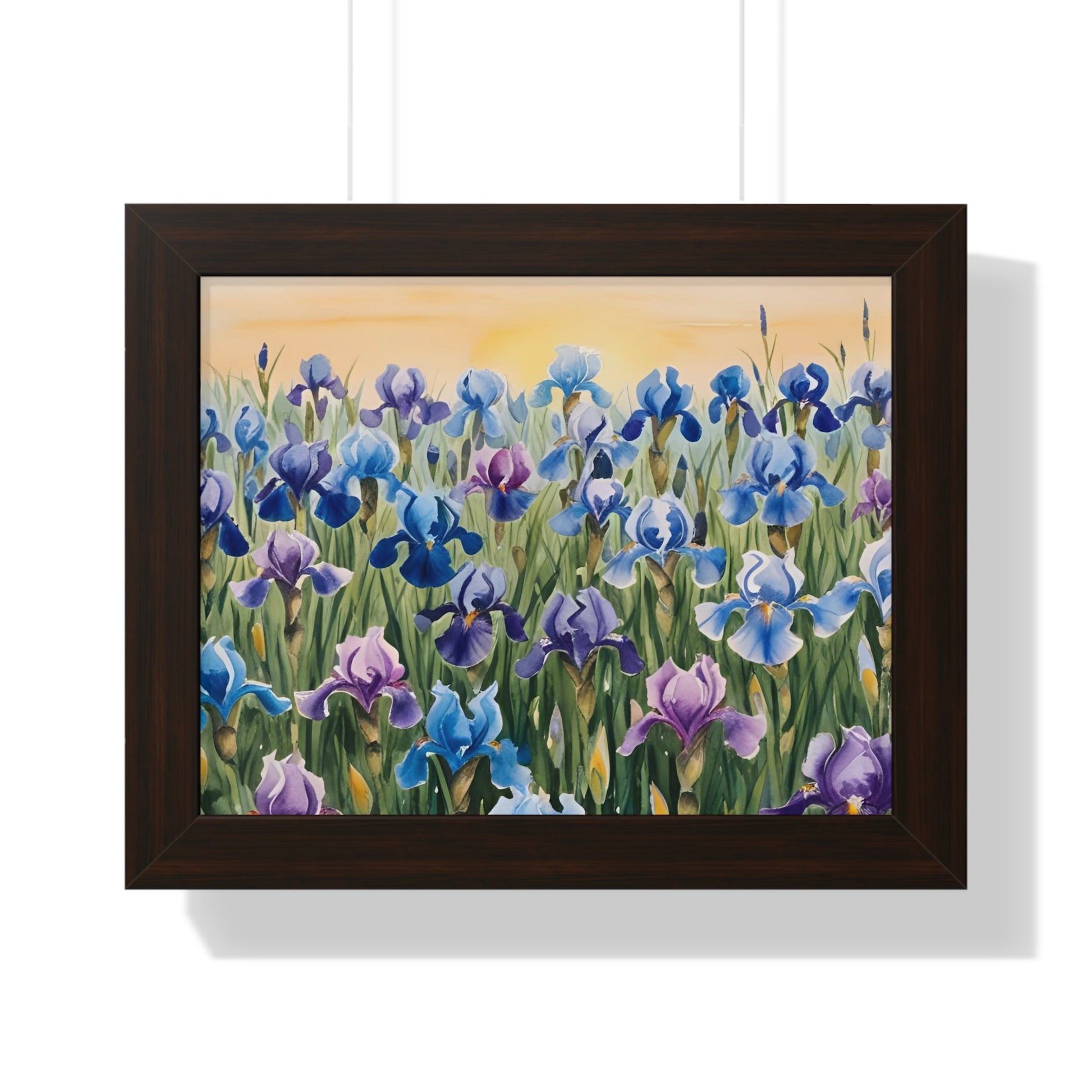 Field of Irises Framed Watercolor Print – Purple & Blue Floral Wall Art Poster