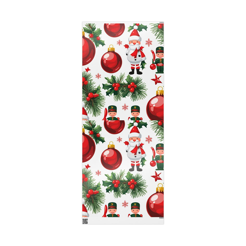 Santa and Toy Soldiers Christmas Wrapping Paper – Festive Ornaments and Holly Design