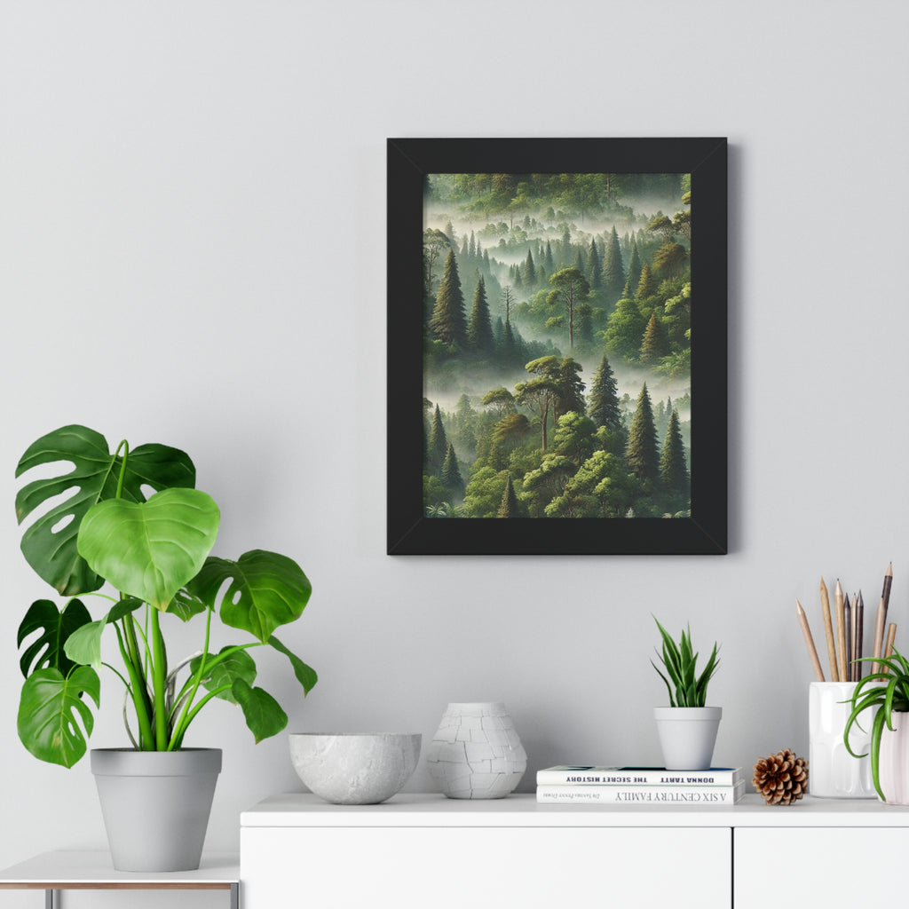 Serene Forest Framed Vertical Poster - Nature Wall Art Decor