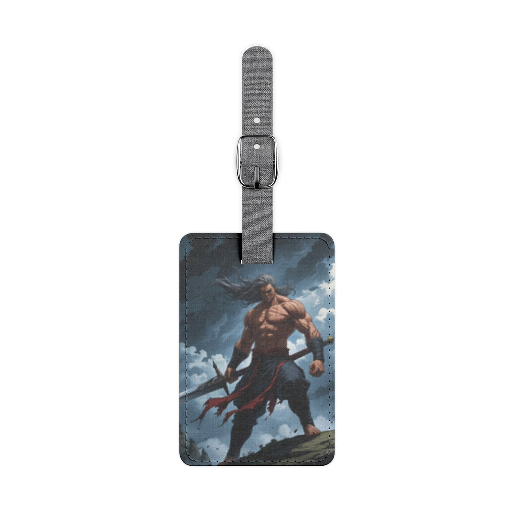 Fantasy Swordman image on Saffiano Polyester Luggage Tag, Rectangle