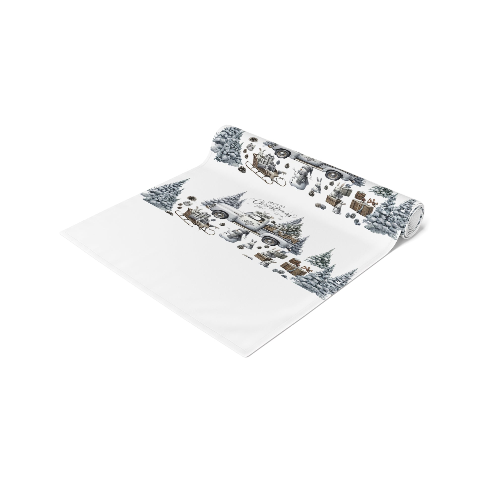 Whispers of Winter – Merry Christmas Truck Table Runner | Vintage Holiday Table Décor by Paper Pleasures