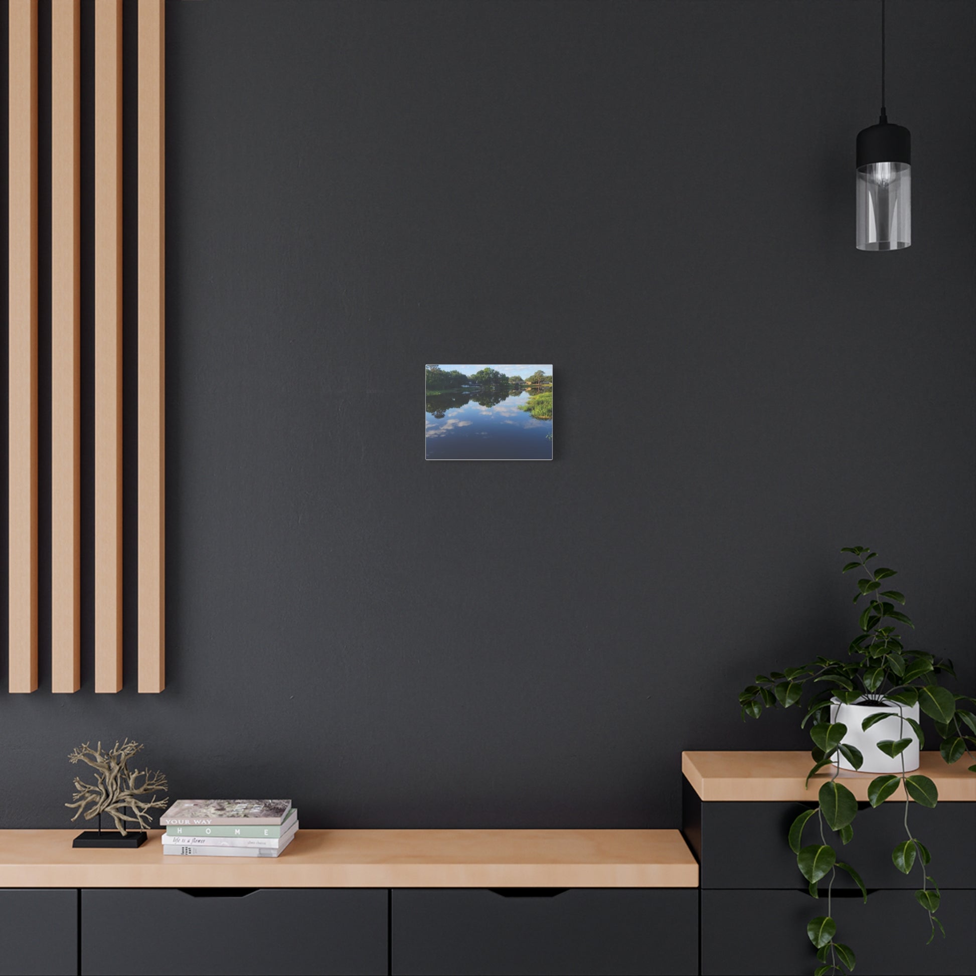 Serene Lake Landscape Reflection - Stretched Canvas Artwork