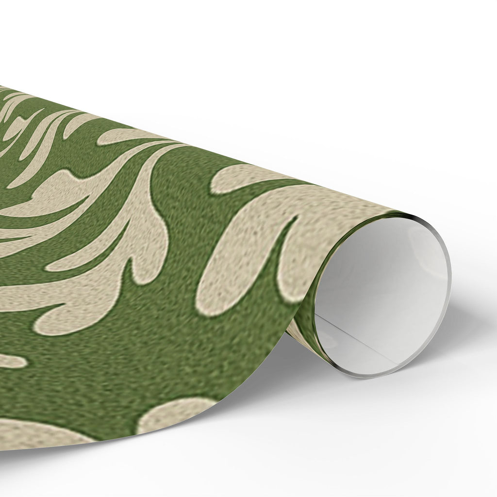 Elegant Green Leaf Wrapping Paper with Natural Botanical Pattern