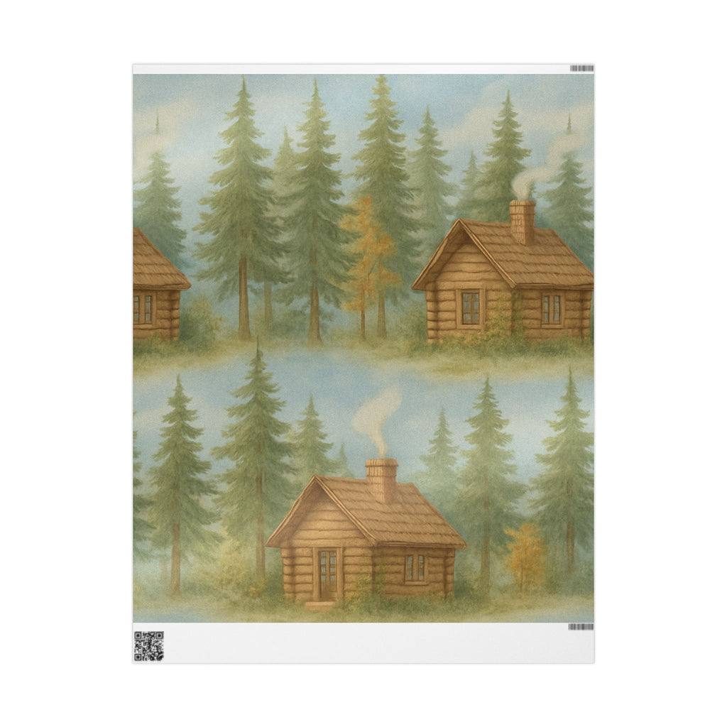 Rustic Cabin Wrapping Paper - Cozy Forest Theme for Holidays and Special Occasions