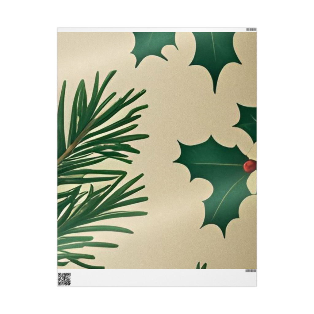 Simple Holly & Pine Christmas Wrapping Paper – Festive Holiday Gift Wrap