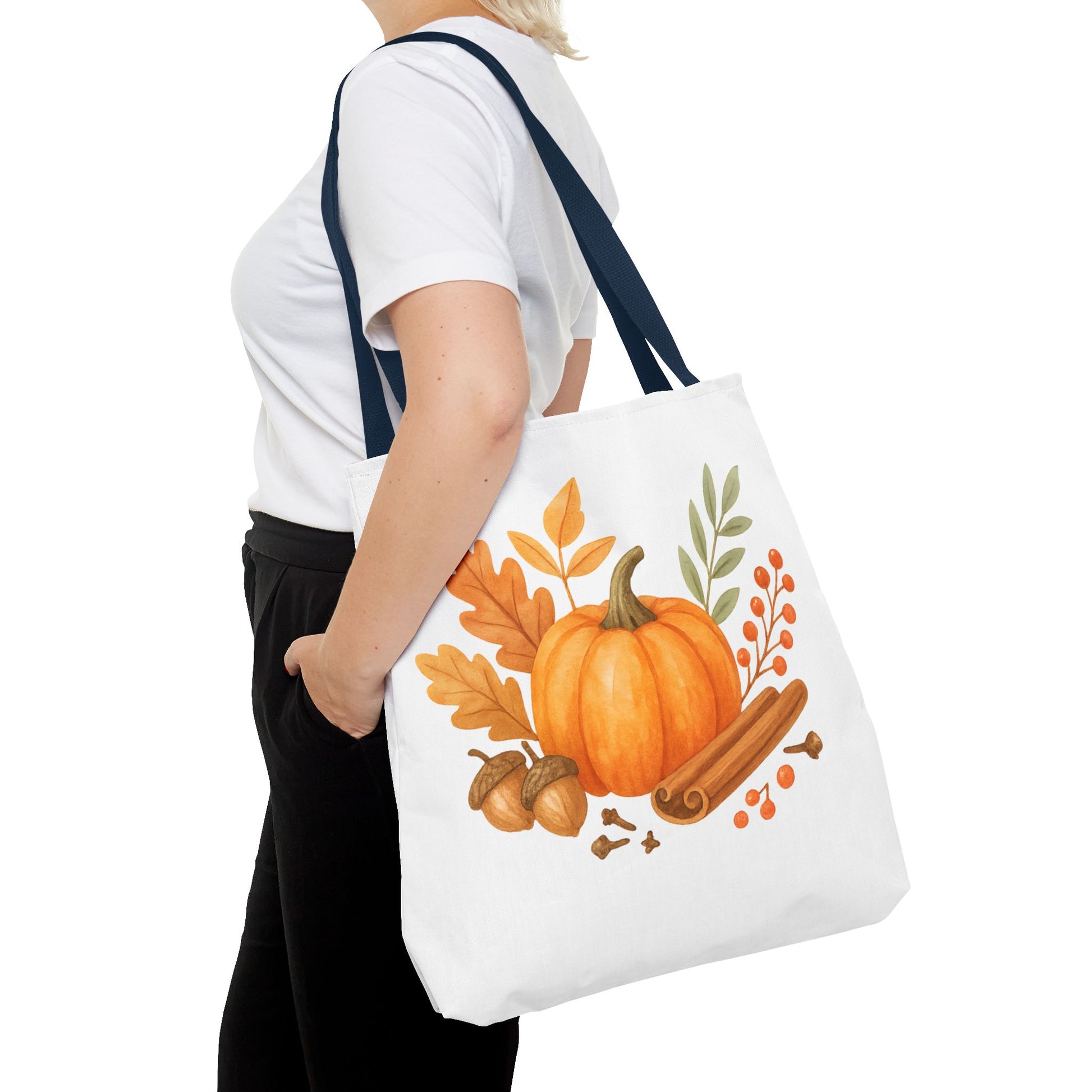 Pumpkin & Autumn Leaves Tote Bag – Fall Market Farmhouse Style Carryall