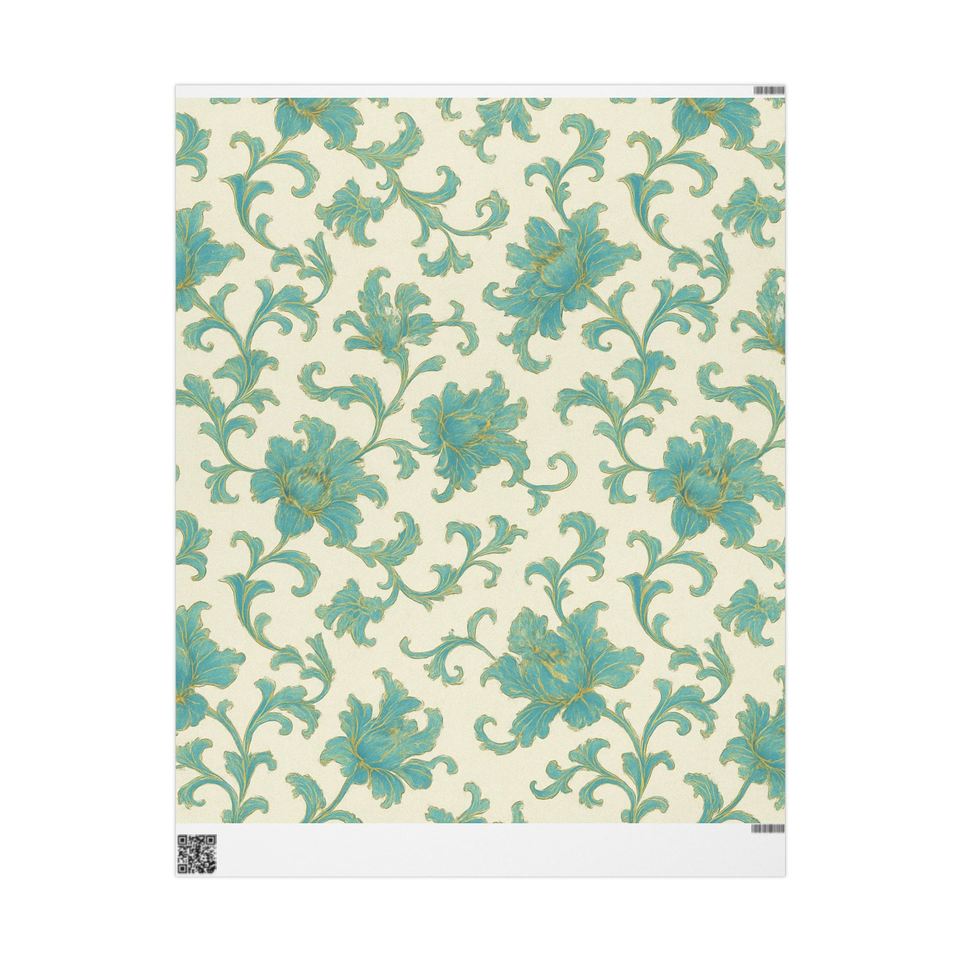Elegant Teal Vintage Floral Wrapping Paper – Classic Cream Background Gift Wrap