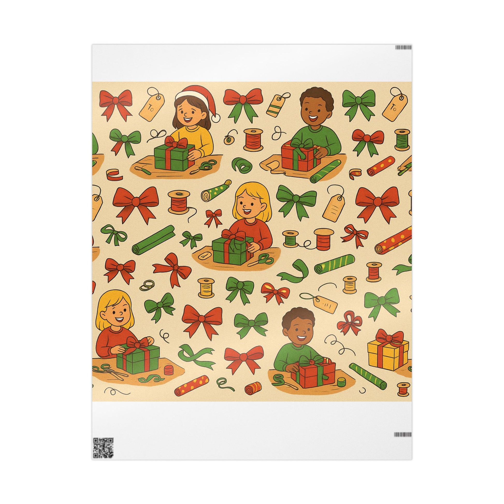 Children’s Christmas Wrapping Paper – Joyful Helpers by KP | Kids Gift Wrap with Bows & Presents | Paper Pleasures Holiday Collection