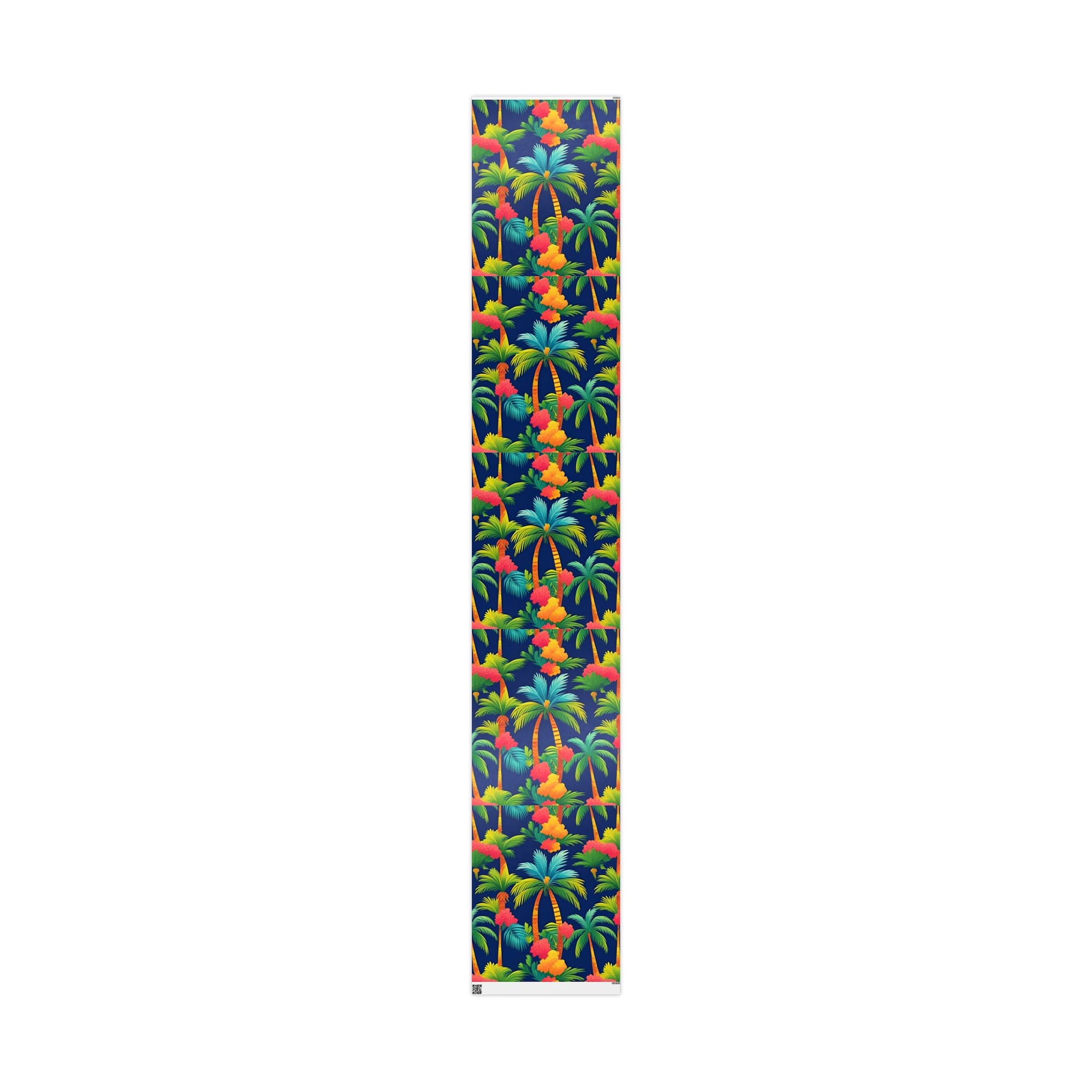Colorful Palm Tree Wrapping Paper – Tropical Gift Wrap on Navy Blue Background
