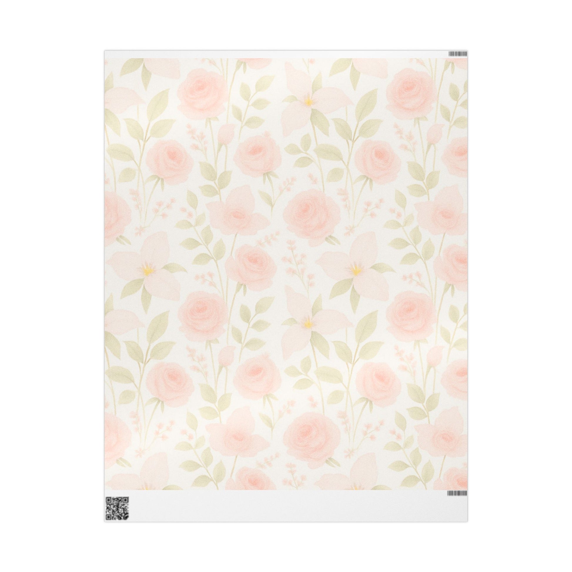 Blush Rose and Lily Floral Wrapping Paper – Elegant Watercolor Gift Wrap for Special Occasions